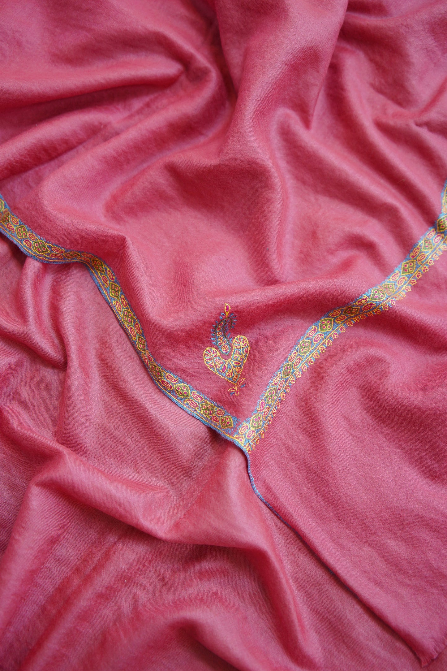pink GI embroidery pashmina shawl 0144