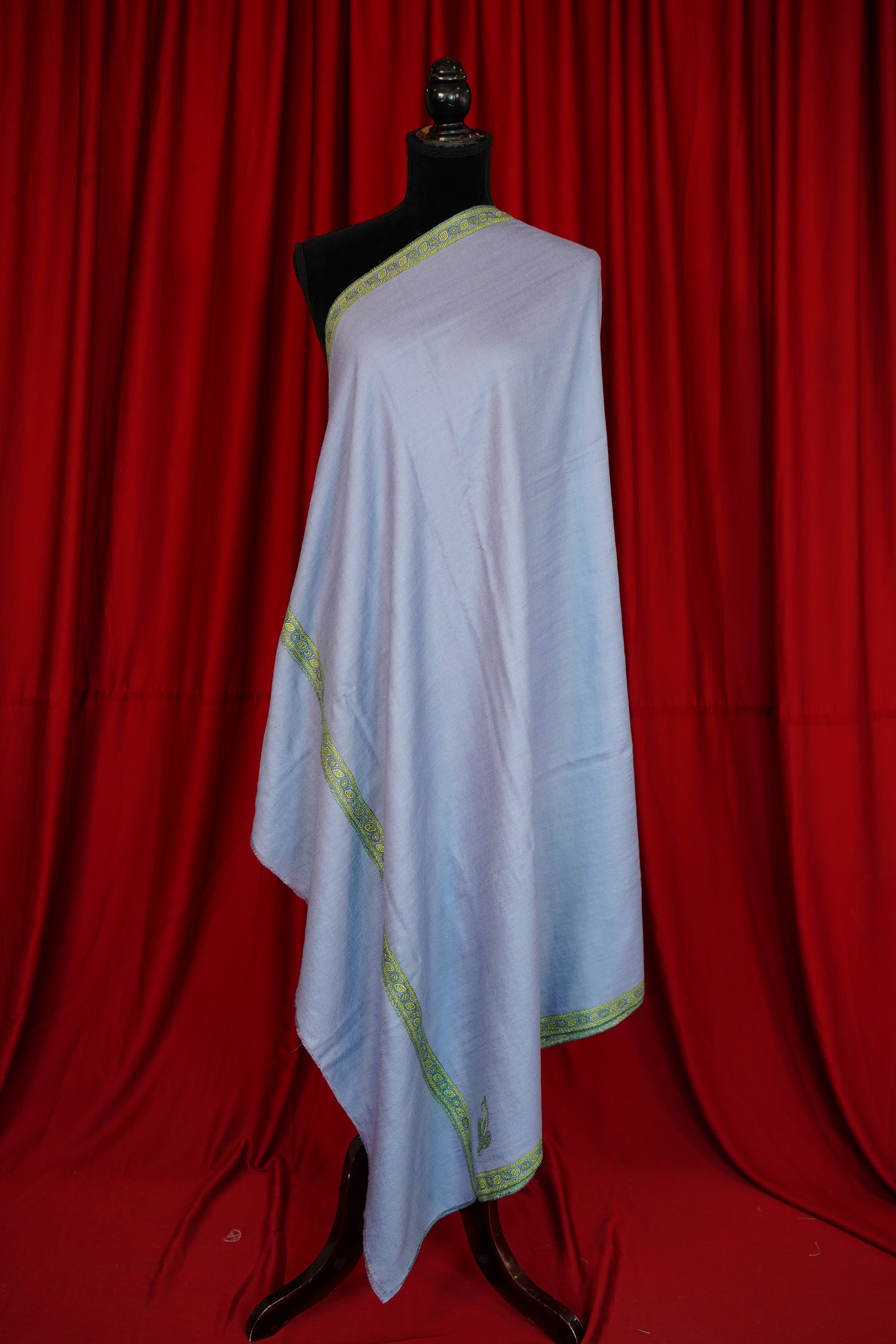 carolina blue GI embroidery pashmina shawl 0145