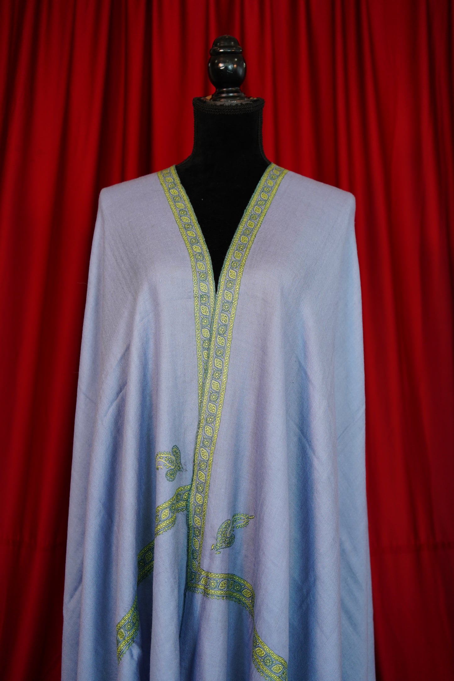 carolina blue GI embroidery pashmina shawl 0145