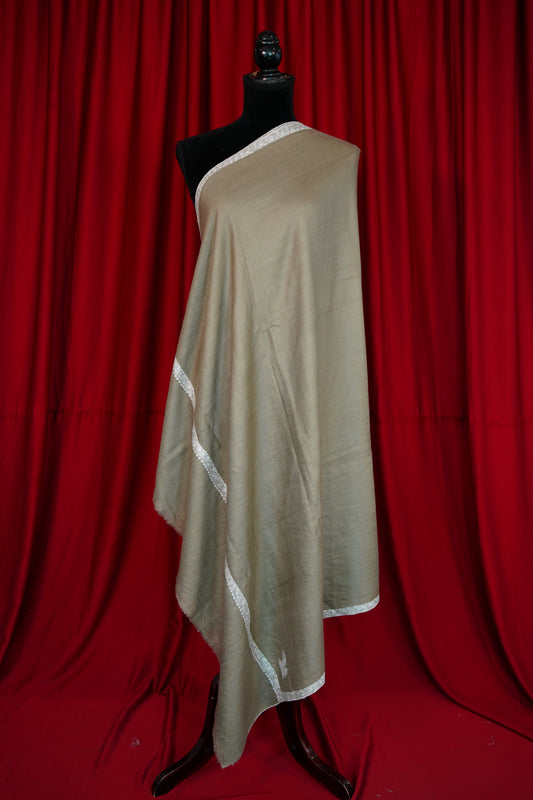 natural biscuit GI embroidery pashmina shawl 0146