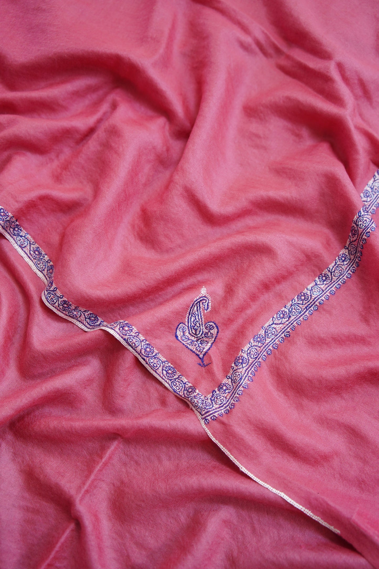 punch pink GI embroidery pashmina shawl 0149