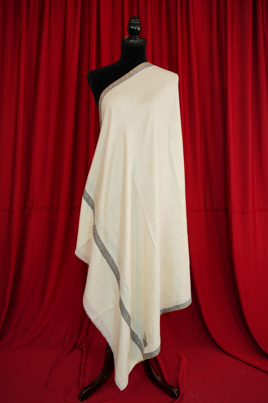 creamy white GI embroidery pashmina shawl 0152