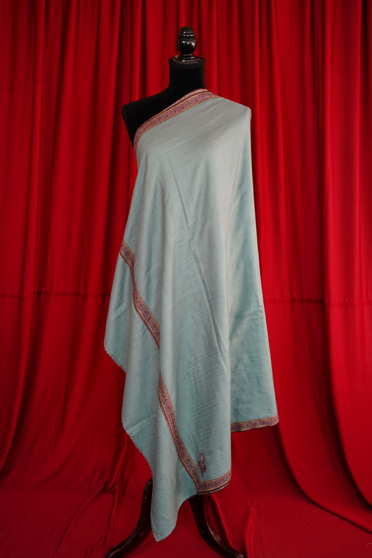 pistachio GI embroidery pashmina shawl 0159