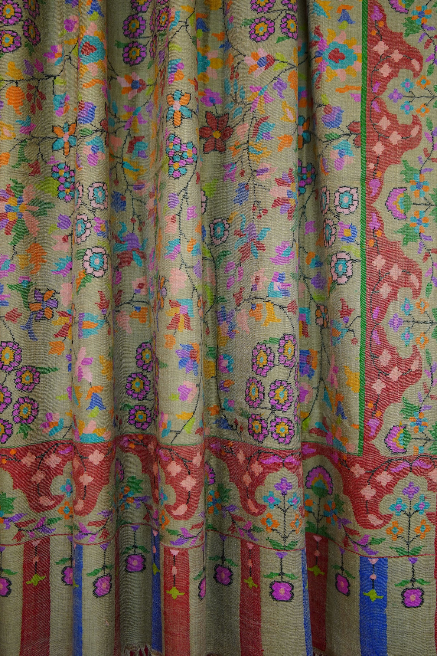 multi-coloured natural XL GI kani jamma pashmina shawl 0161