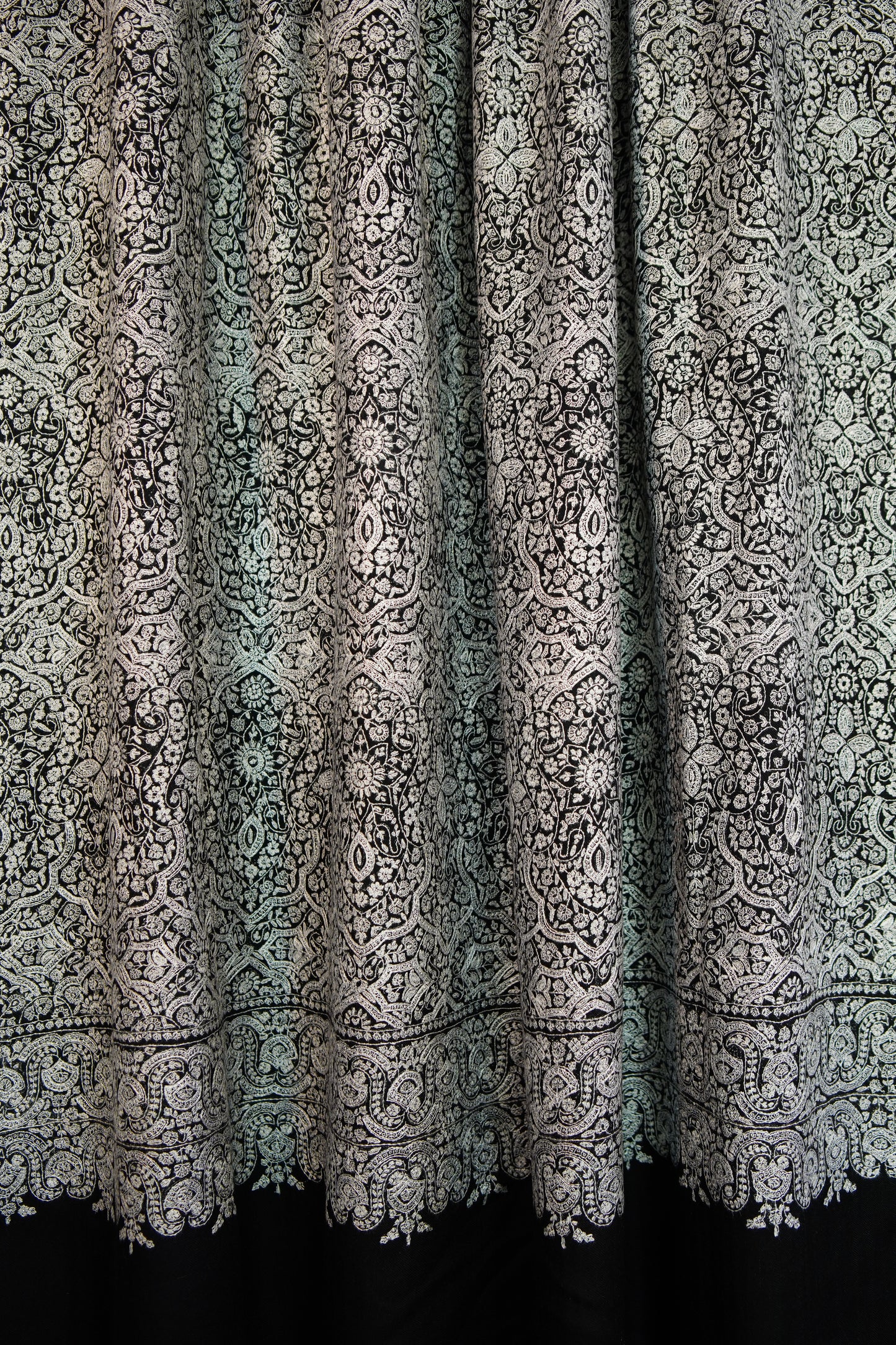 jet black XL GI jamma embroidery pashmina shawl 0162