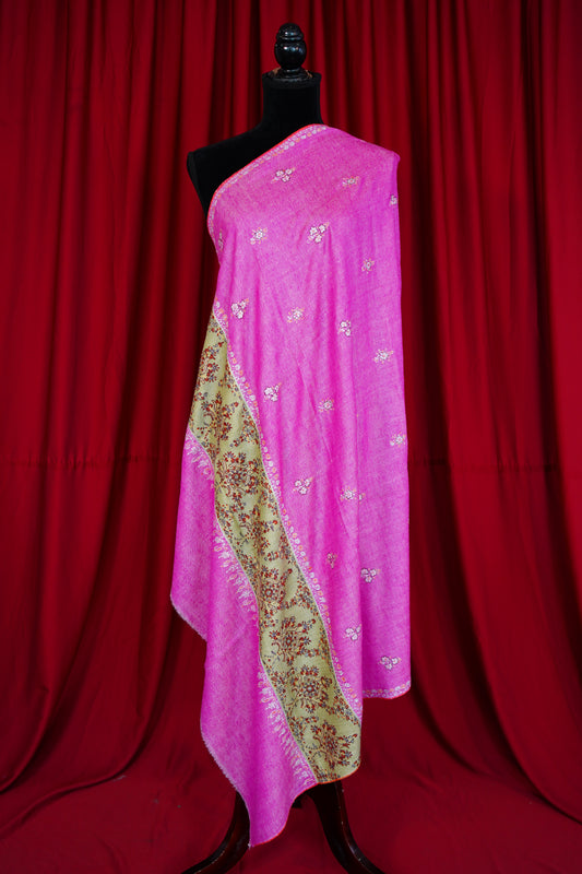 fuchsia pink GI embroidery pashmina shawl 0164