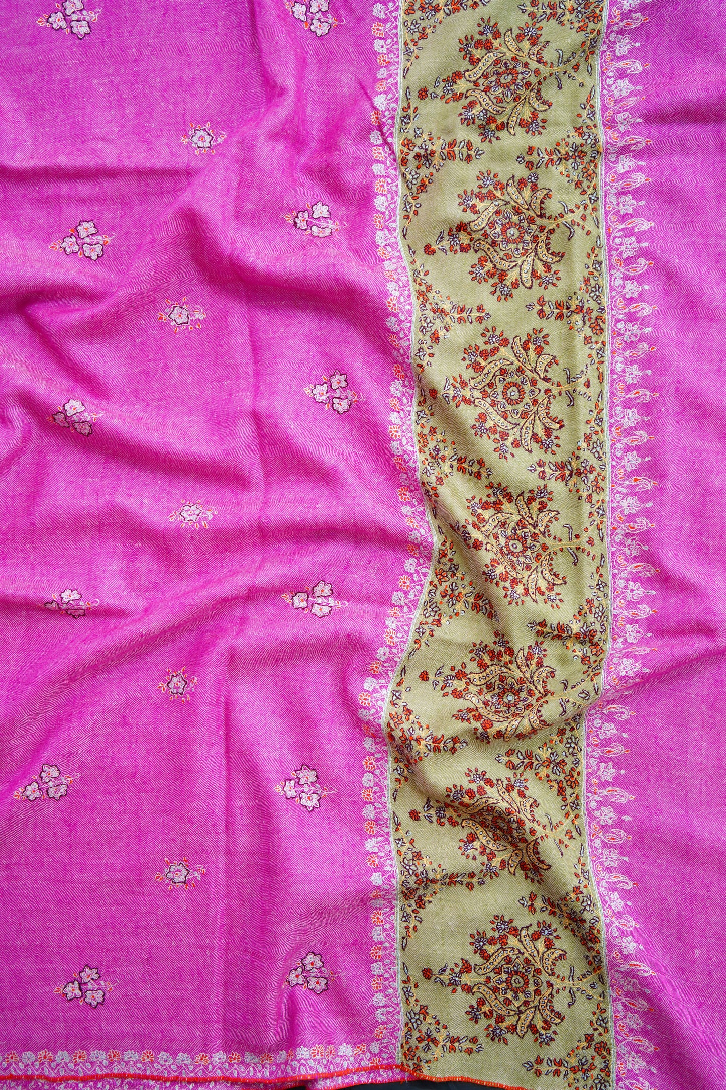 fuchsia pink GI embroidery pashmina shawl 0164