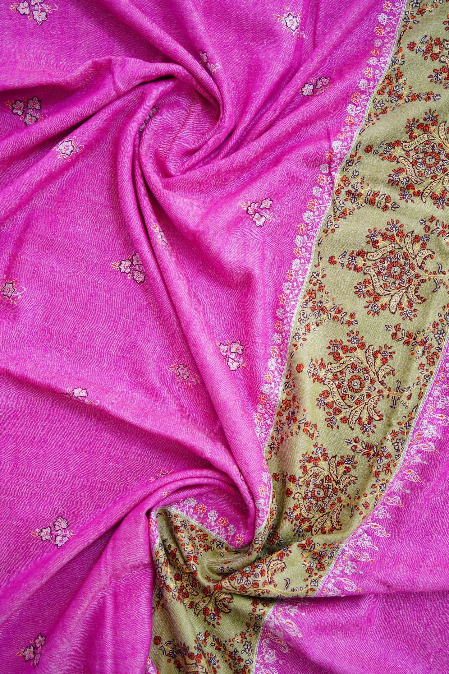 fuchsia pink GI embroidery pashmina shawl 0164