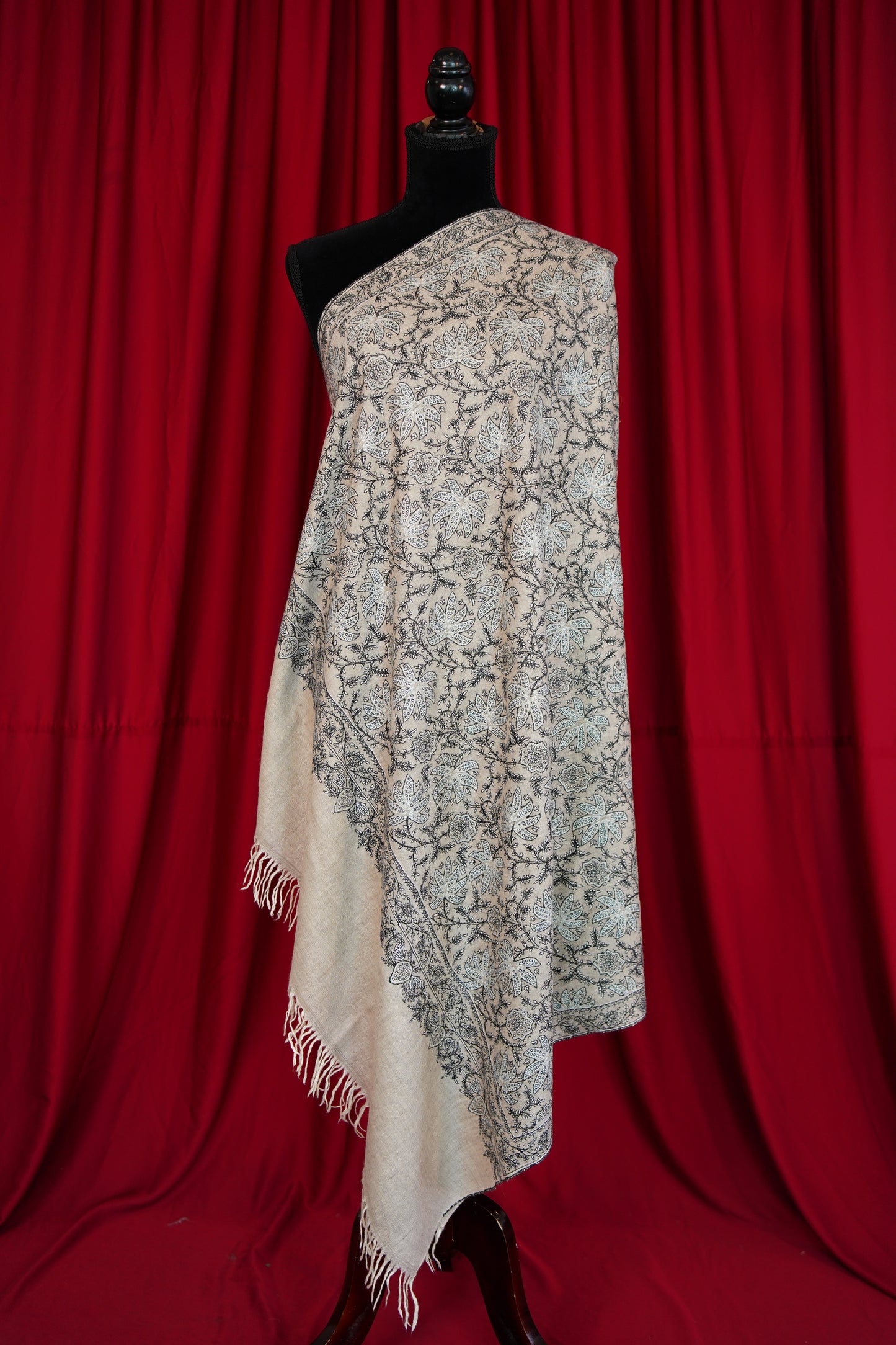 light natural GI jamma embroidery pashmina shawl 0165