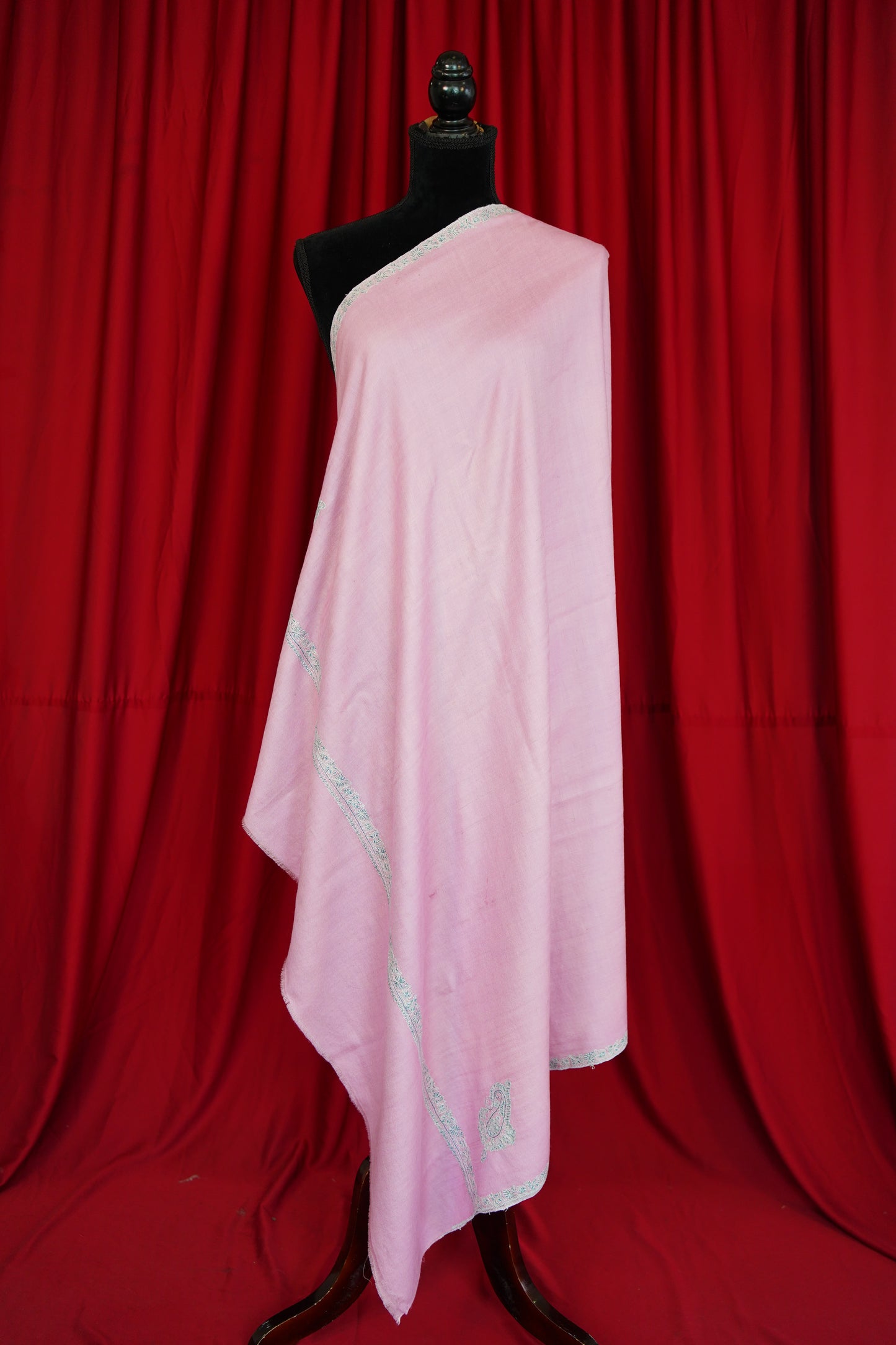 lemonade pink GI embroidery pashmina shawl 0167