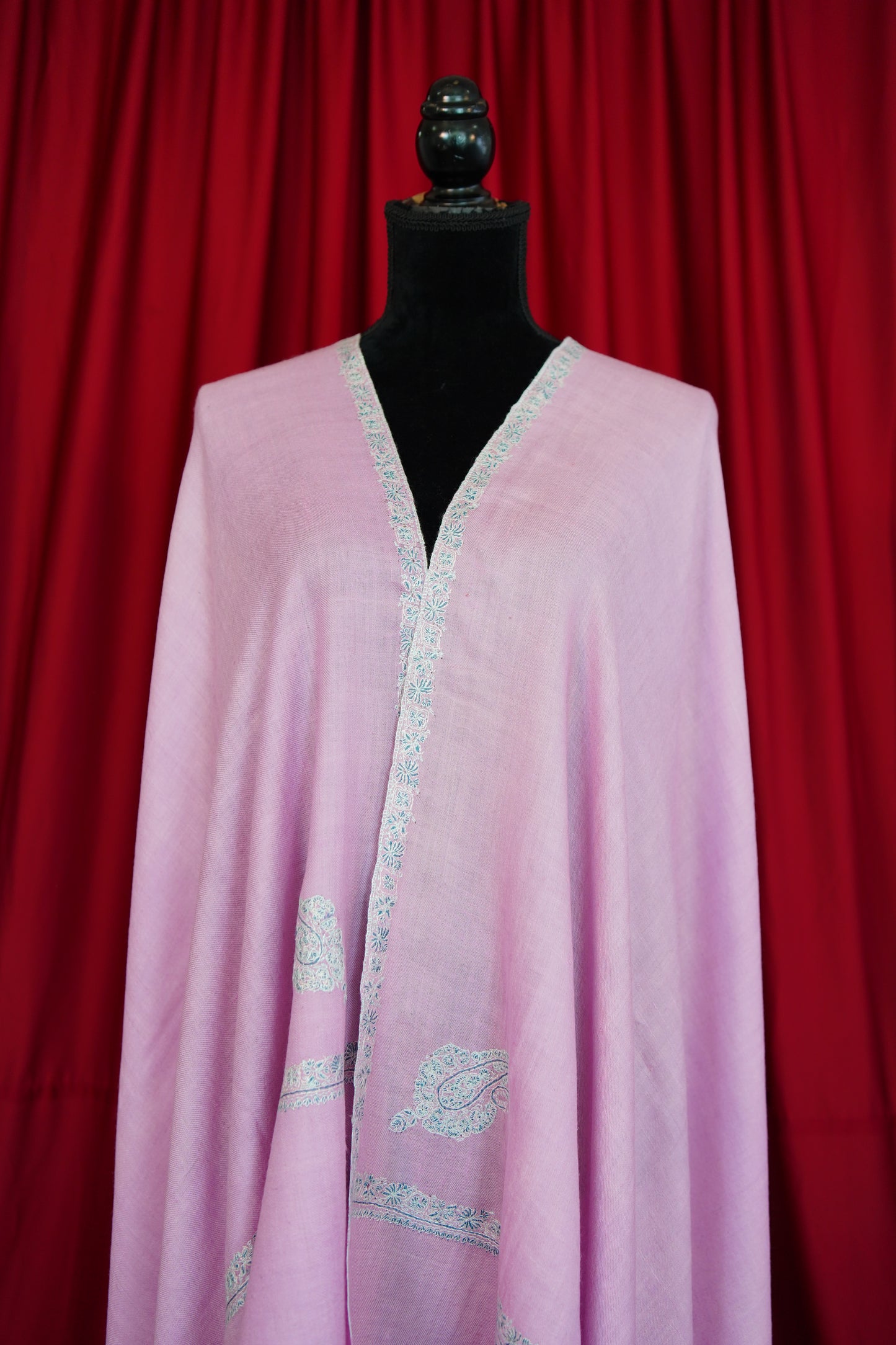 lemonade pink GI embroidery pashmina shawl 0167