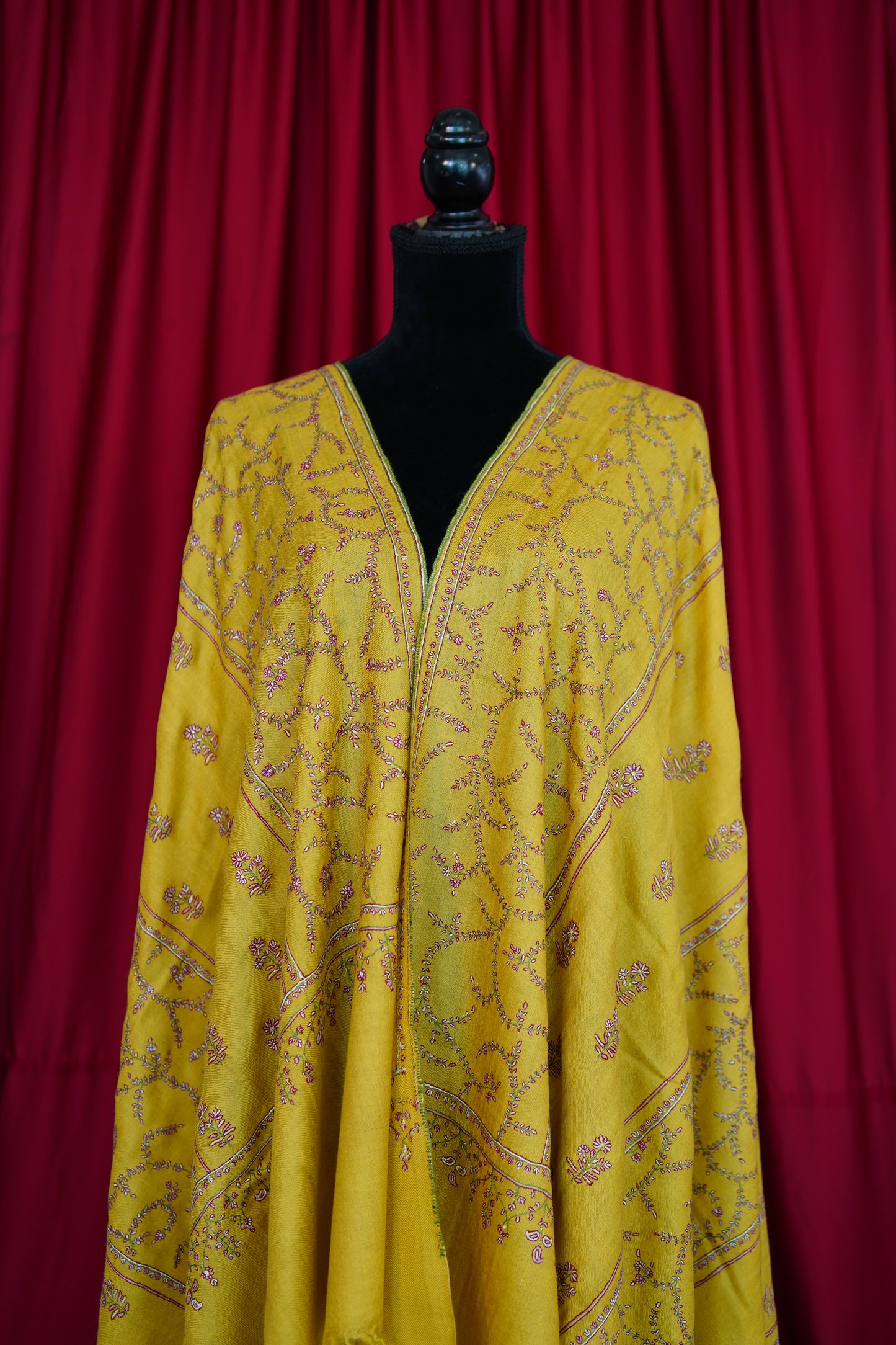tuscany yellow GI butis embroidery pashmina shawl 0171