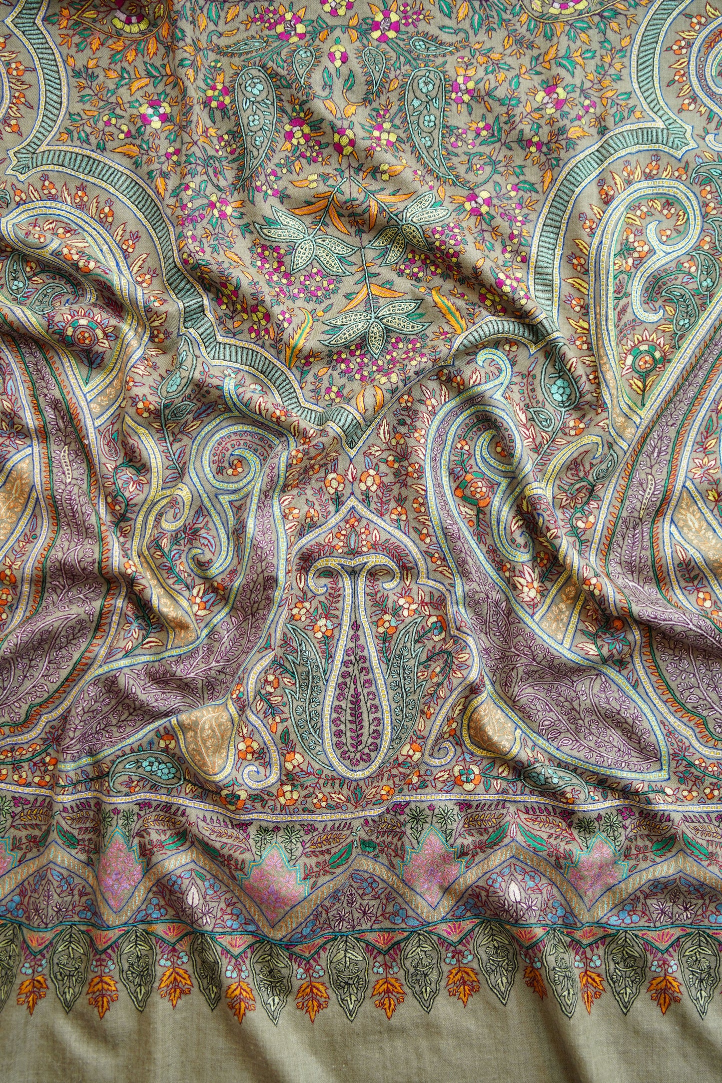 dark natural GI embroidery pashmina shawl 0172