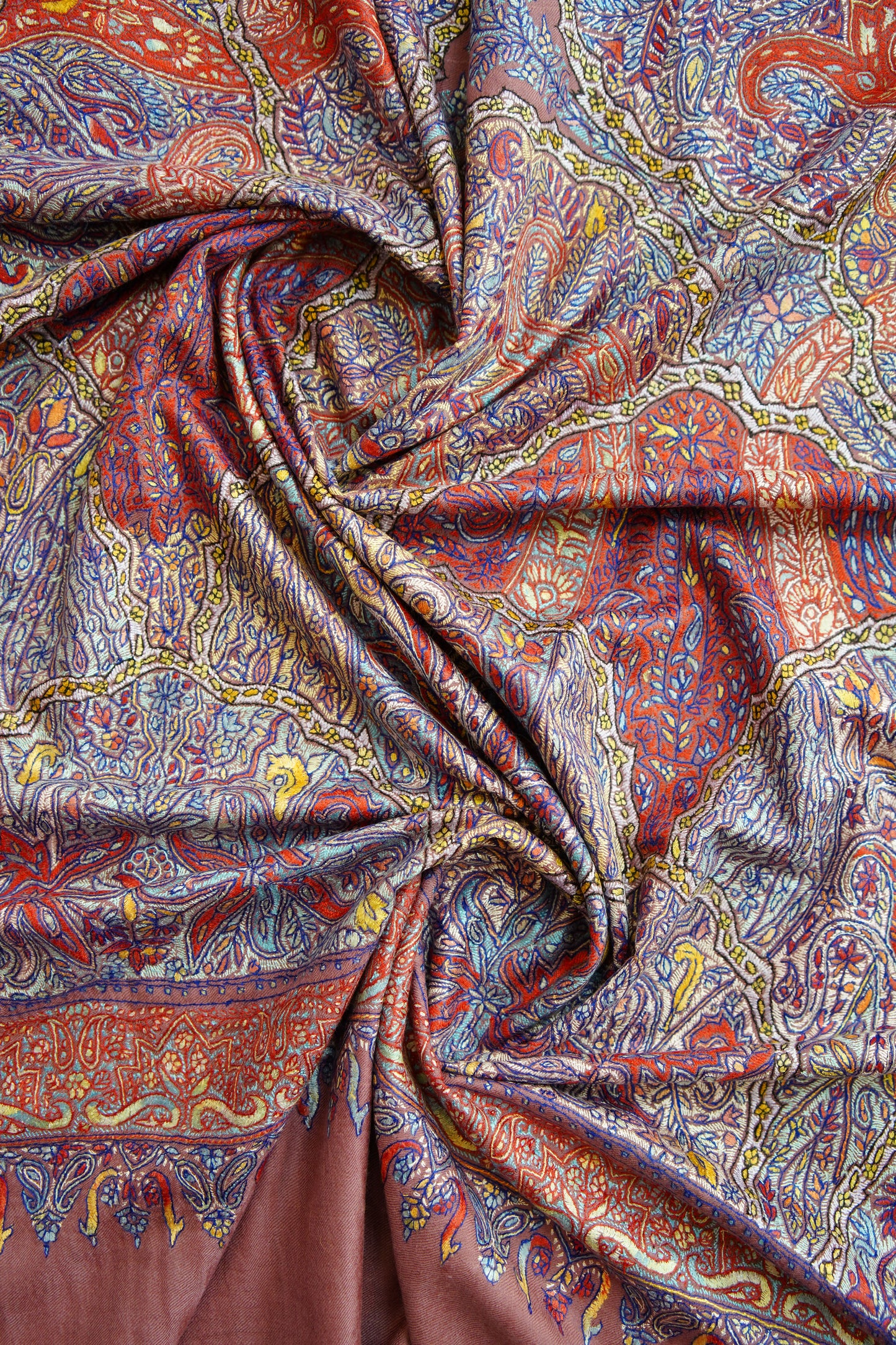 indian red GI jamma embroidery pashmina shawl 0173