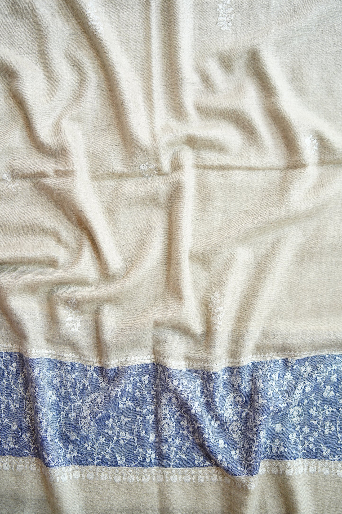 light natural GI embroidery pashmina stole 0174
