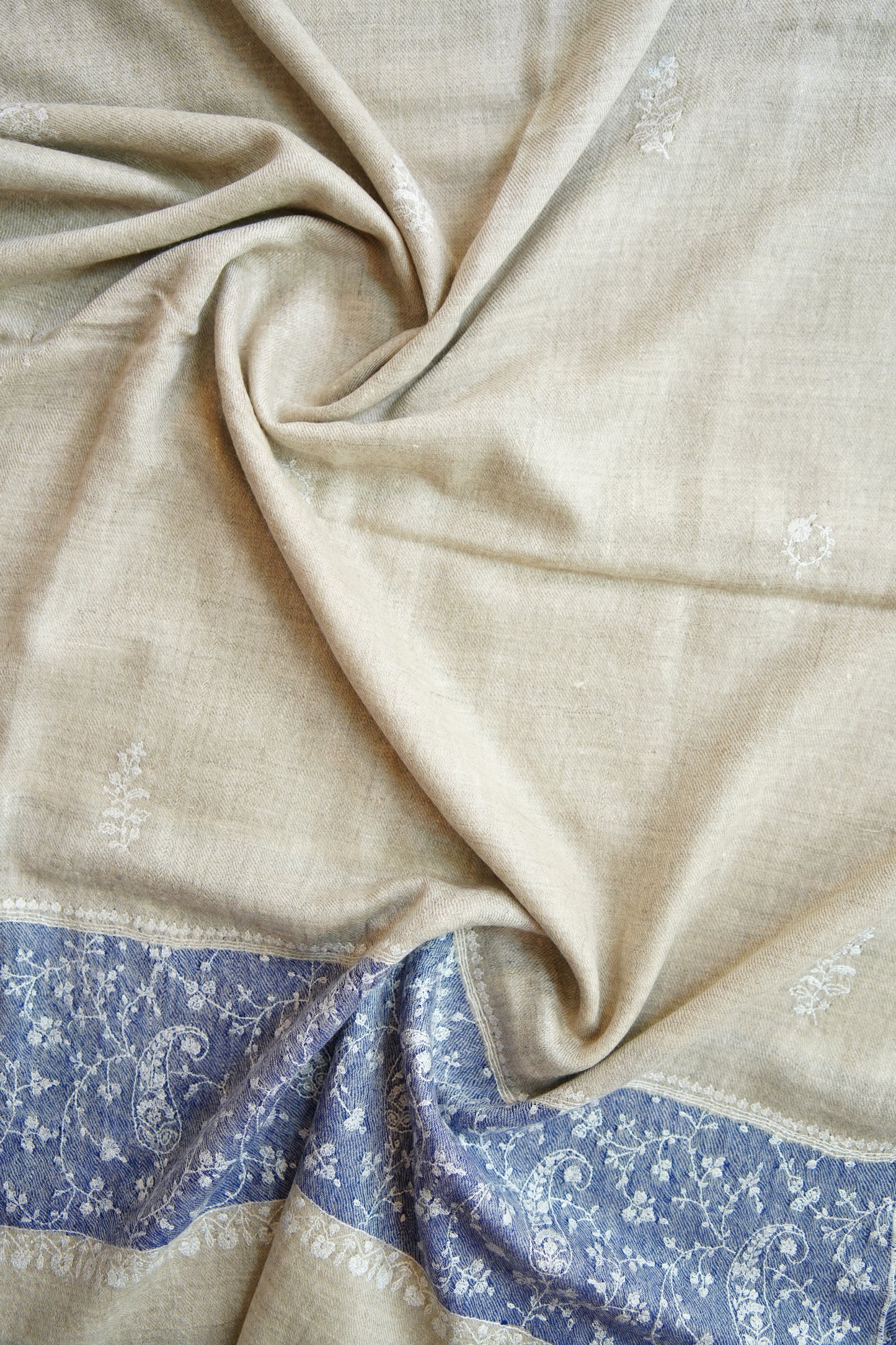 light natural GI embroidery pashmina stole 0174