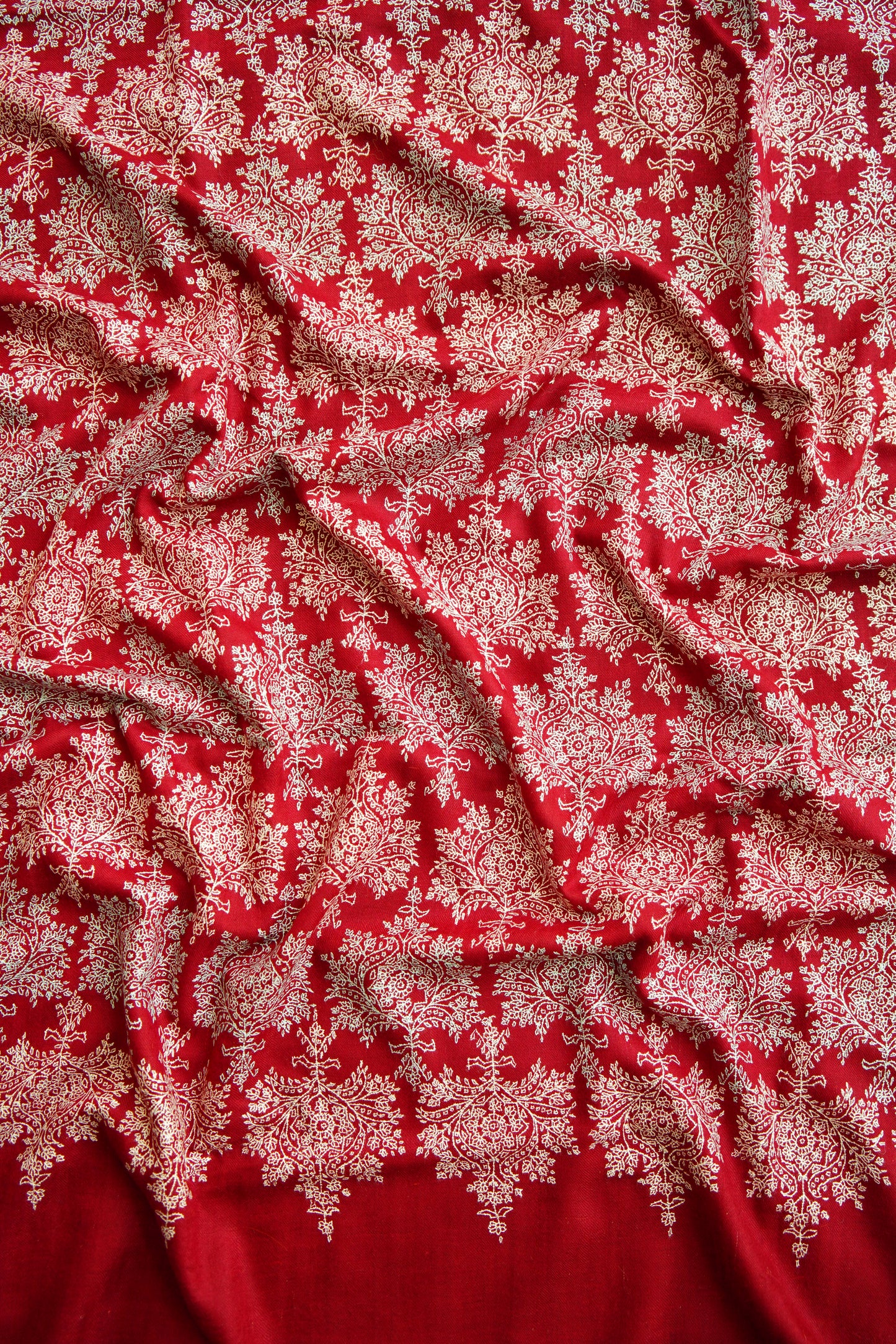 red GI butis jamma embroidery pashmina shawl 0176