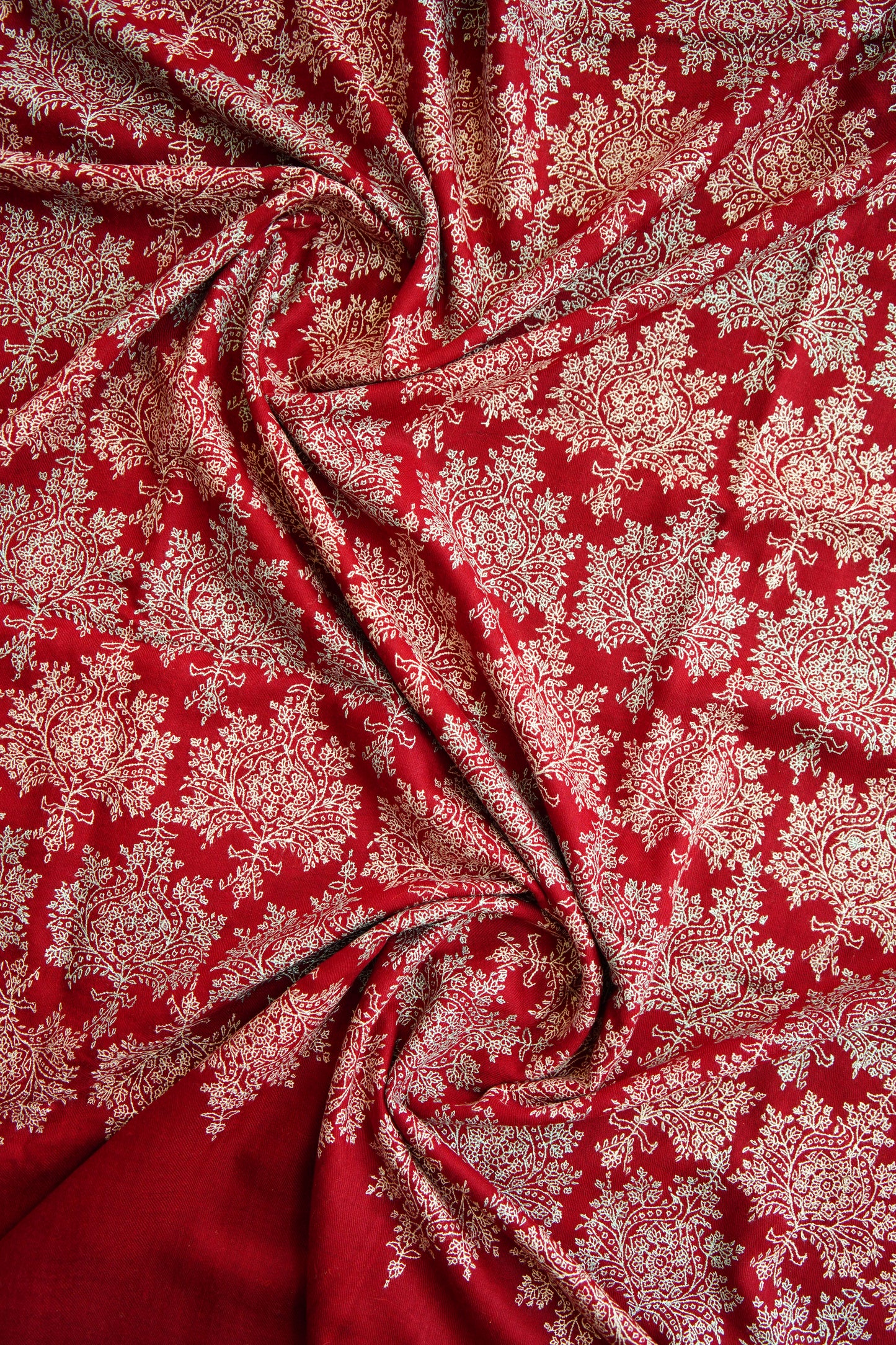 red GI butis jamma embroidery pashmina shawl 0176