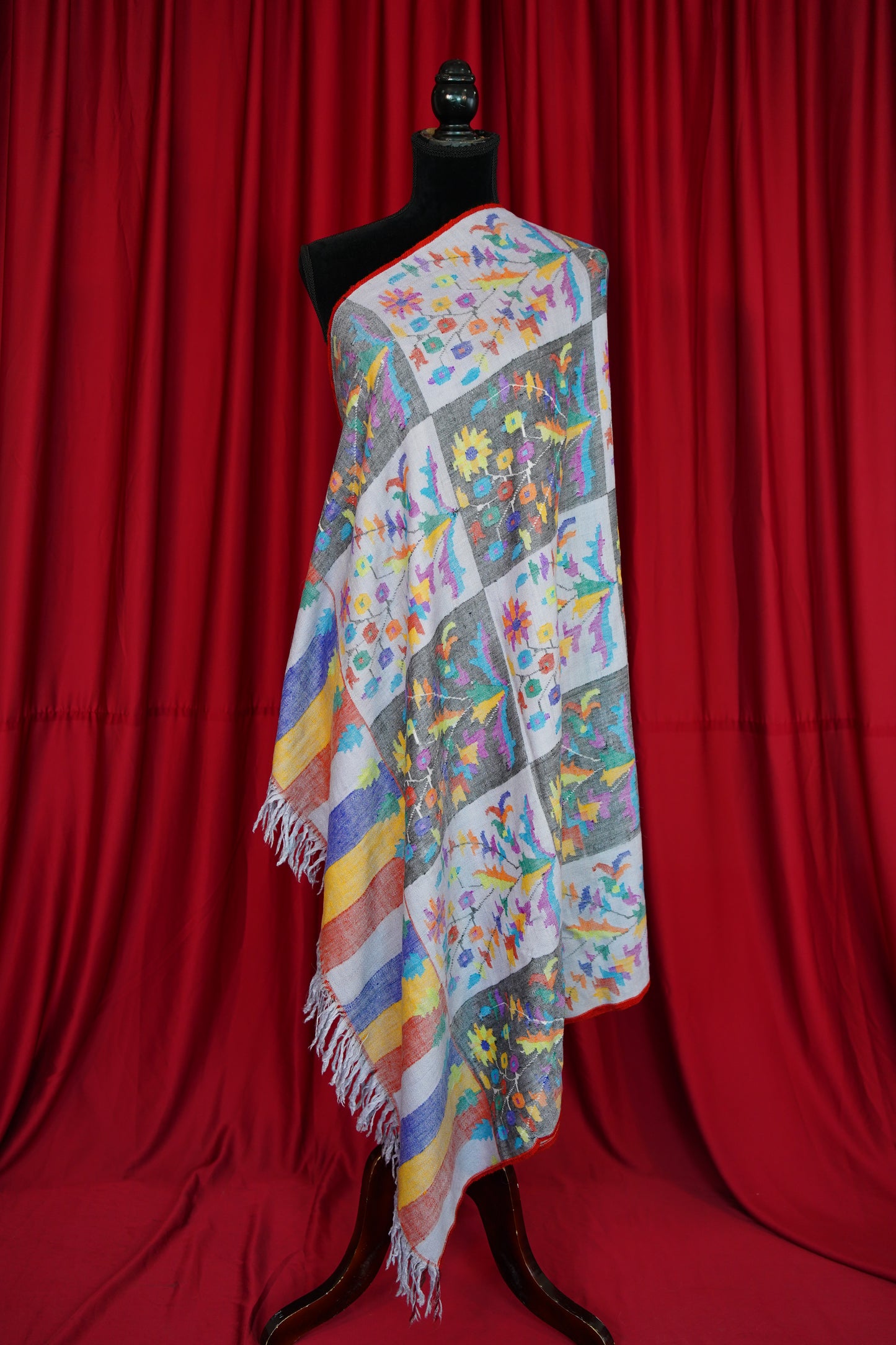 multi-coloured GI kani jamma pashmina shawl 0179