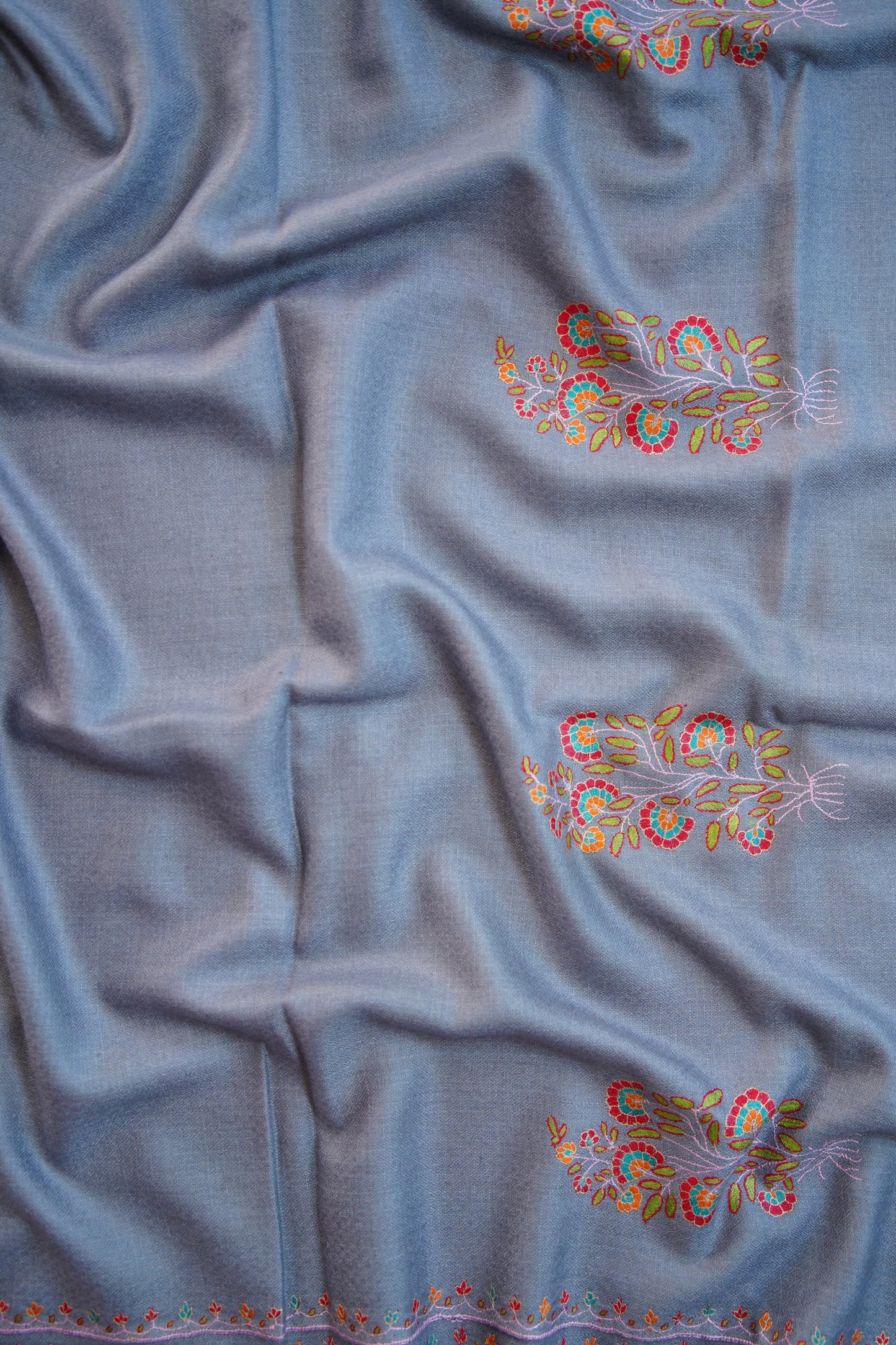 pigeon blue GI butis embroidery pashmina shawl 0182