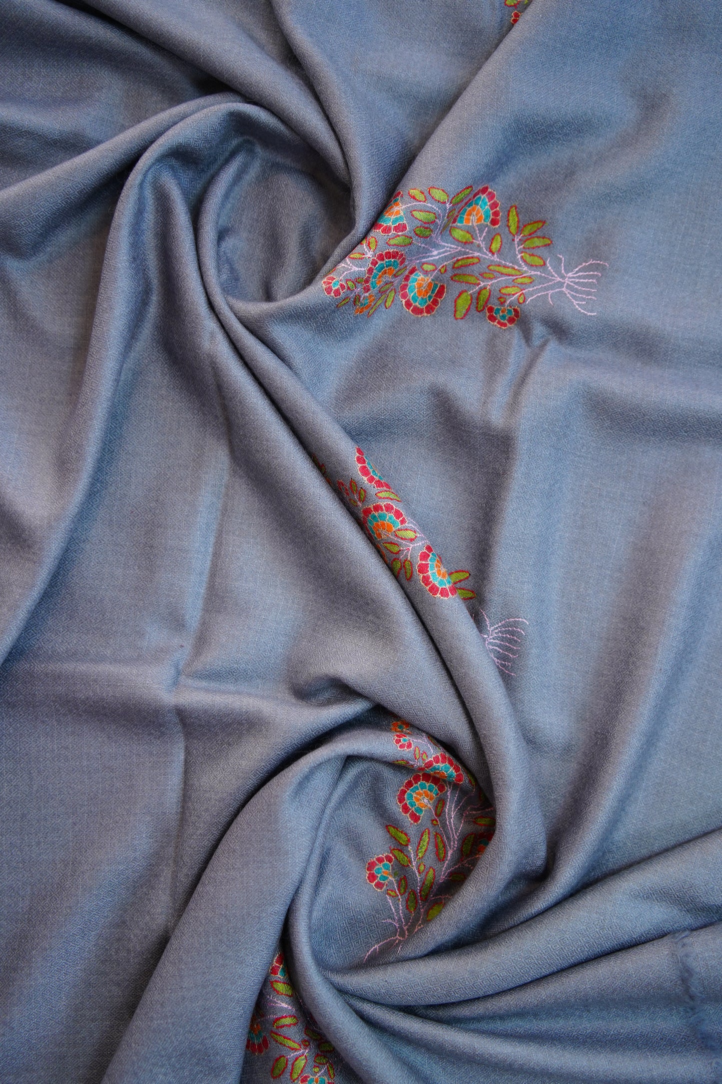 pigeon blue GI butis embroidery pashmina shawl 0182