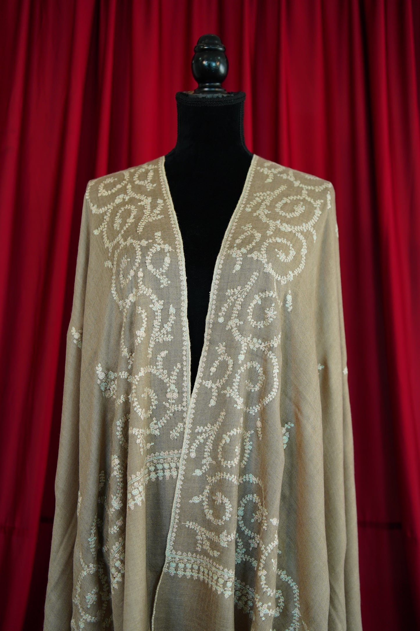biscuit natural GI embroidery pashmina shawl 0184