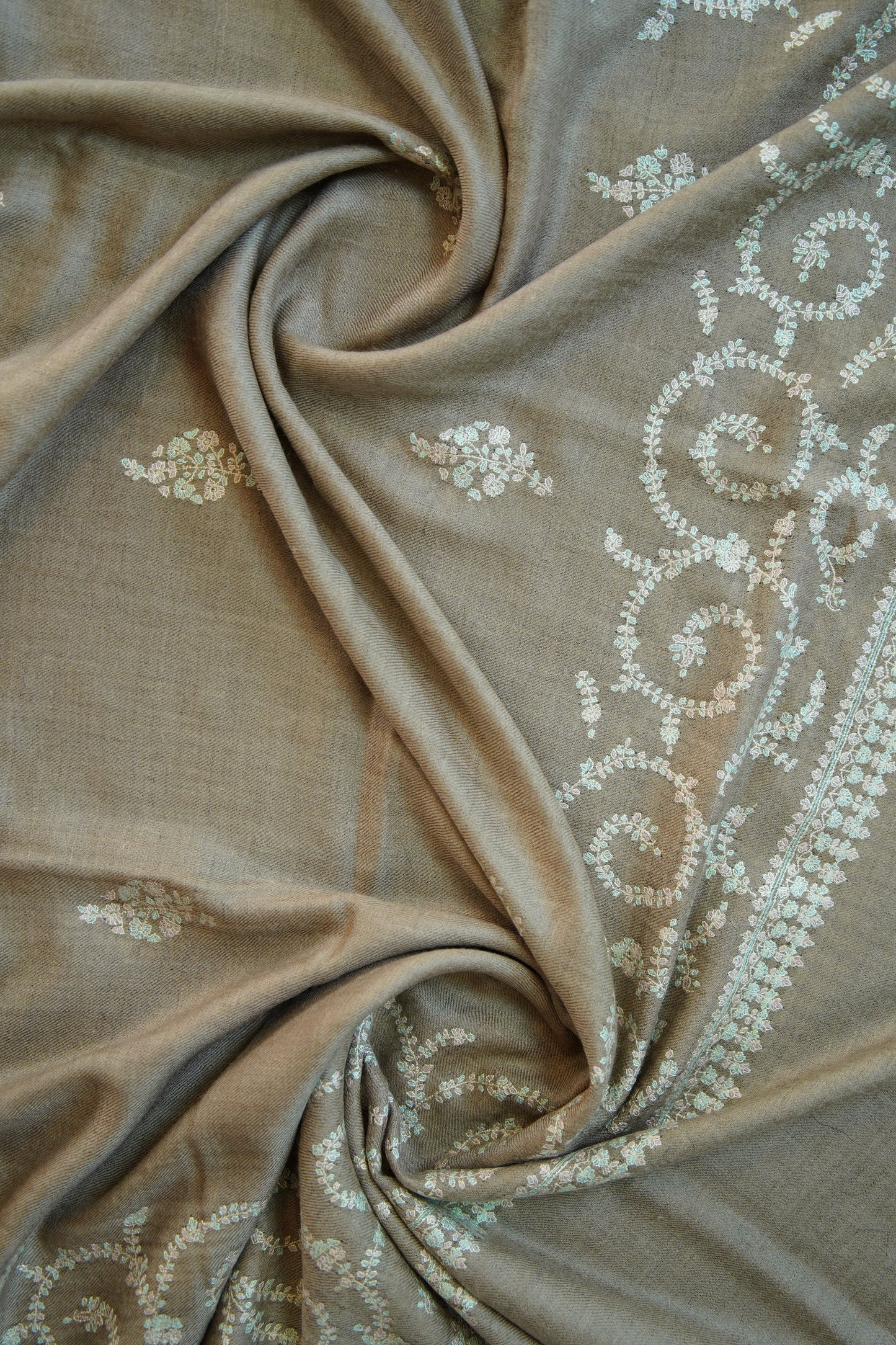 biscuit natural GI embroidery pashmina shawl 0184
