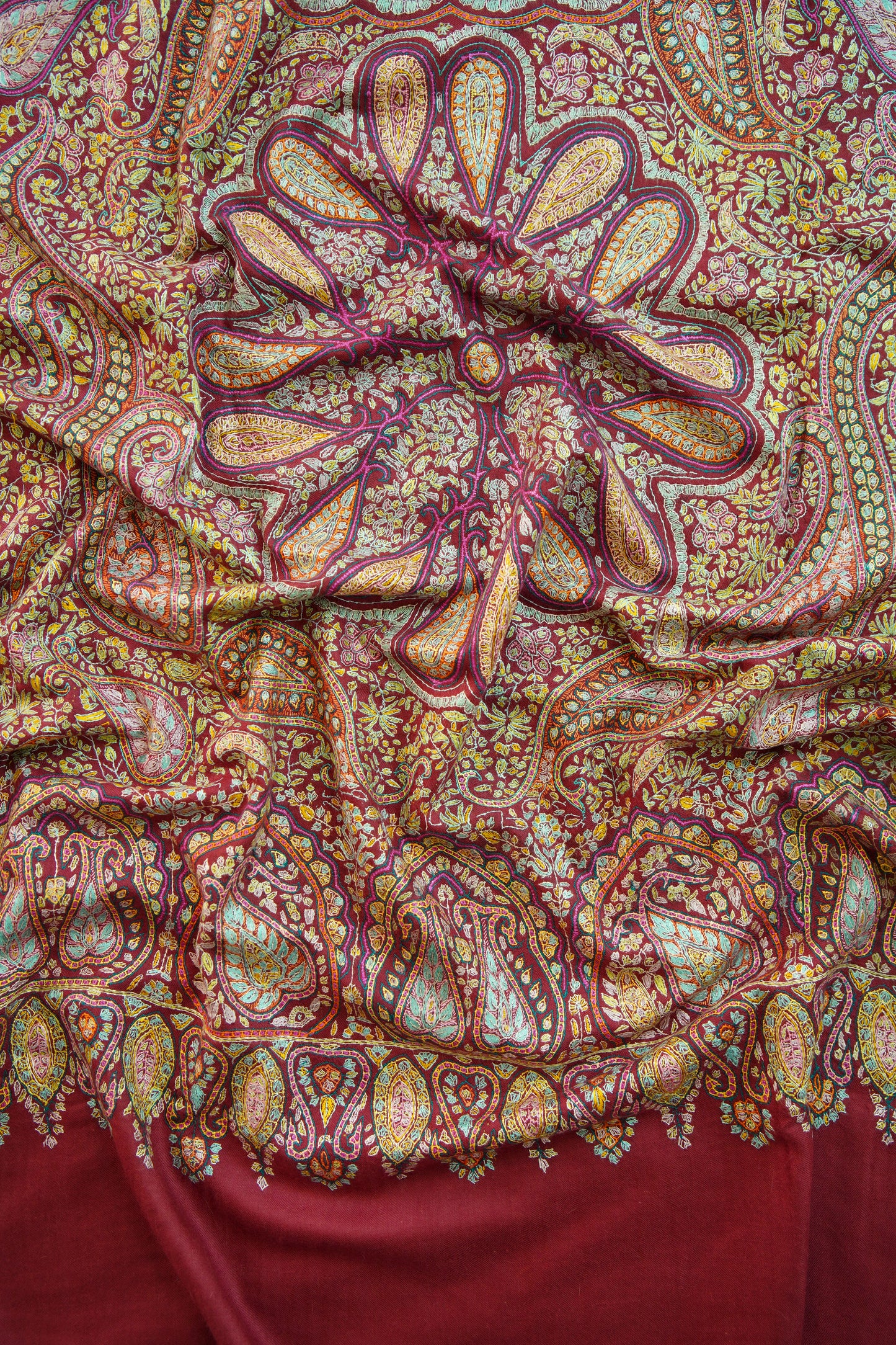 persian red GI jamma embroidery pashmina shawl 0191