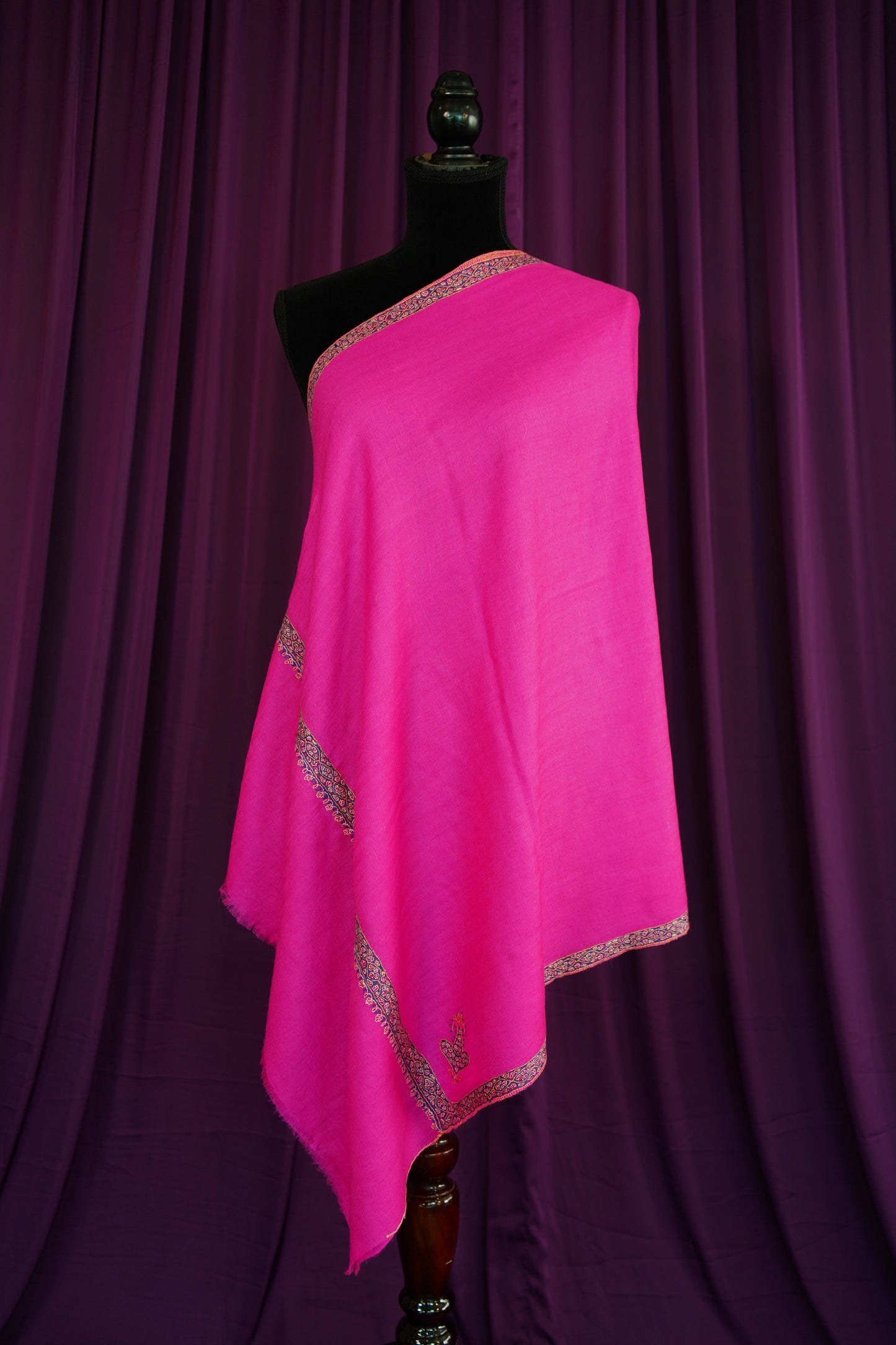 hot pink GI embroidery pashmina stole 0192