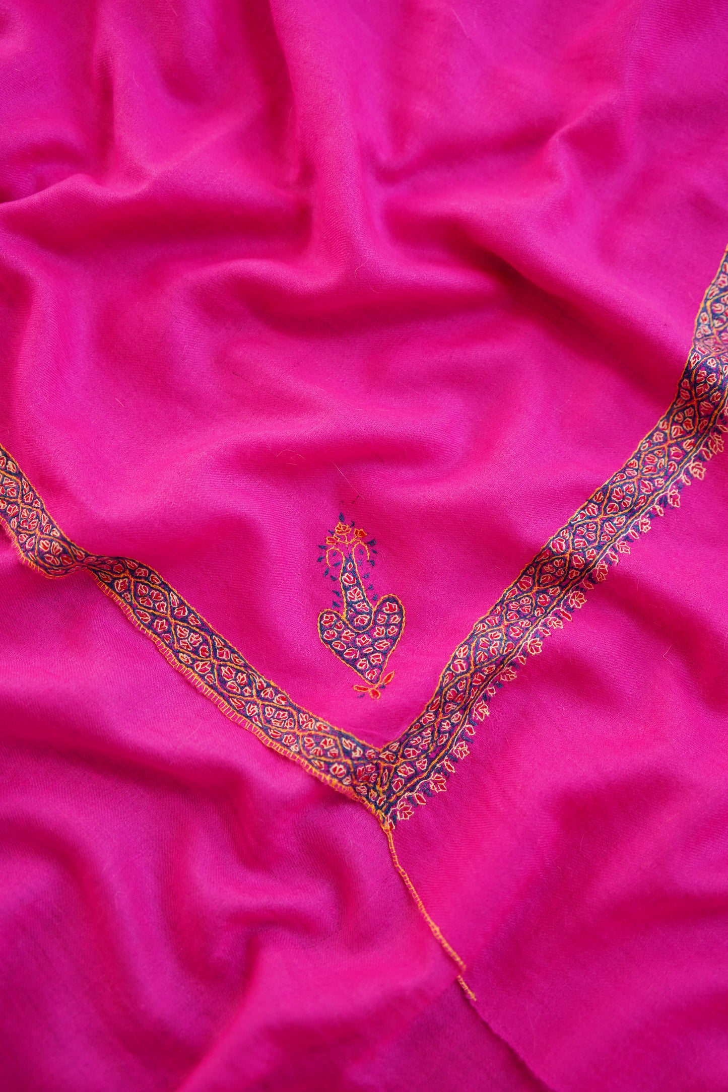 hot pink GI embroidery pashmina stole 0192