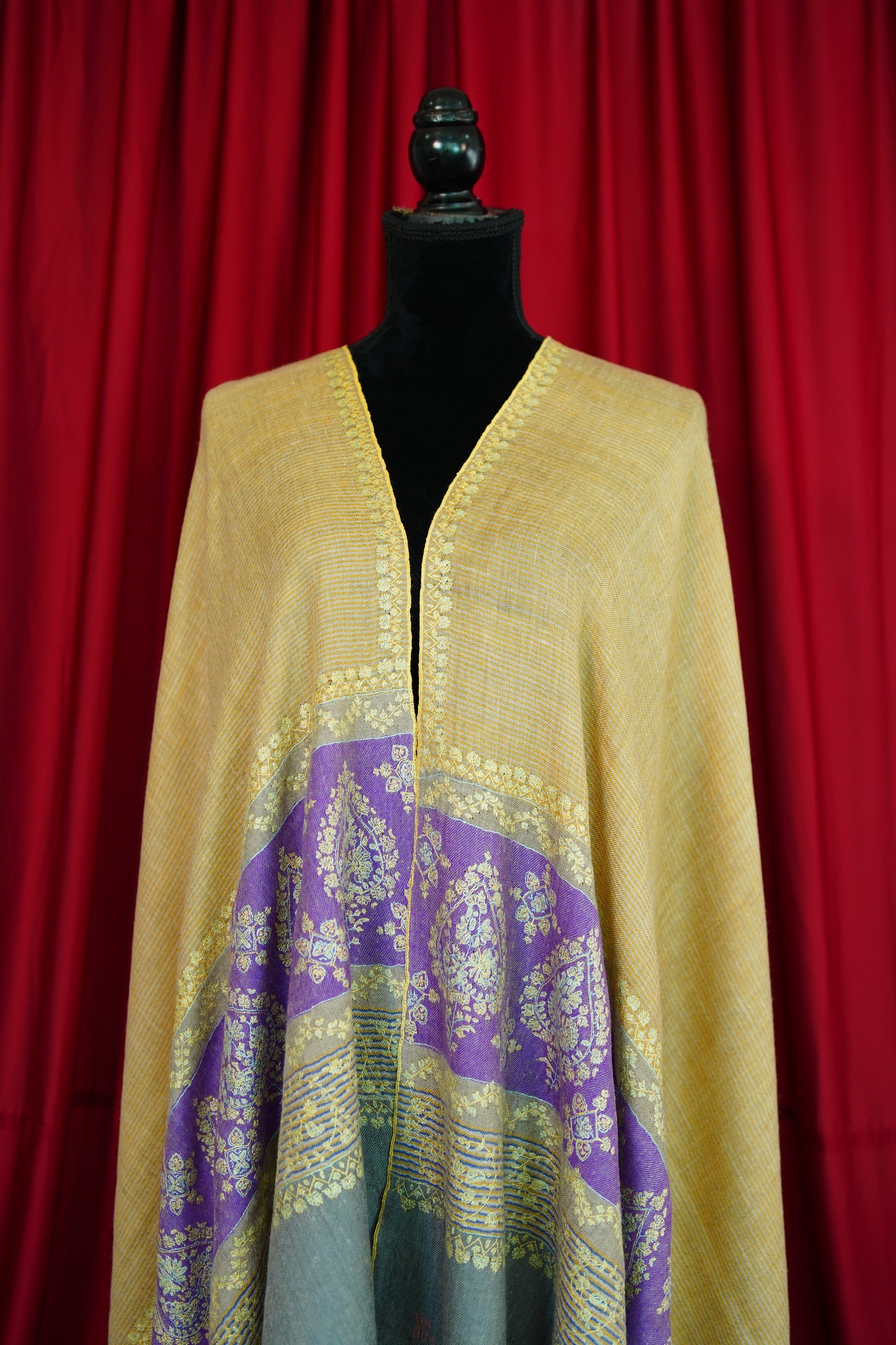 multi-coloured GI embroidery pashmina shawl 0194