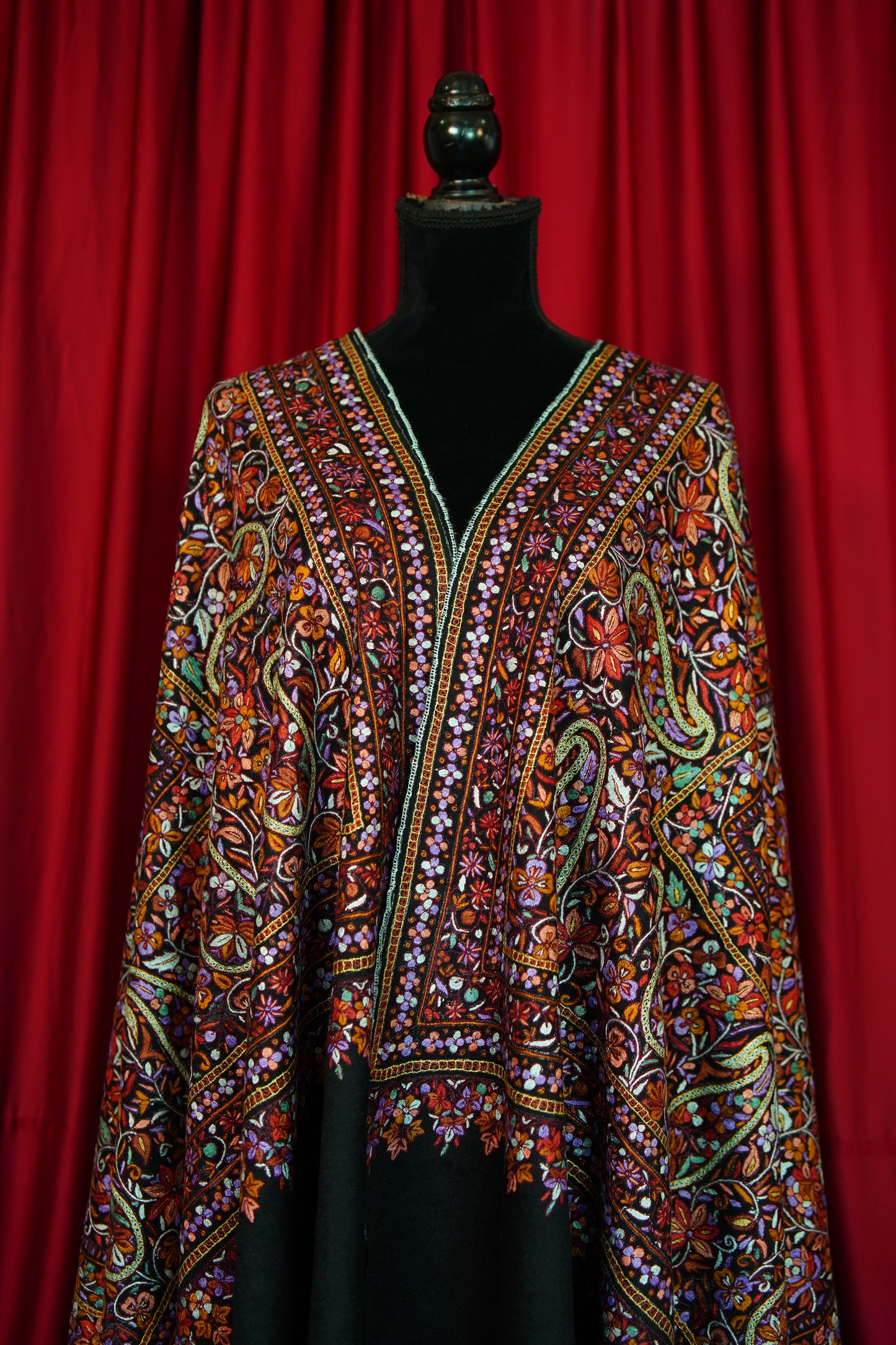 black GI jamma embroidery pashmina shawl 0199