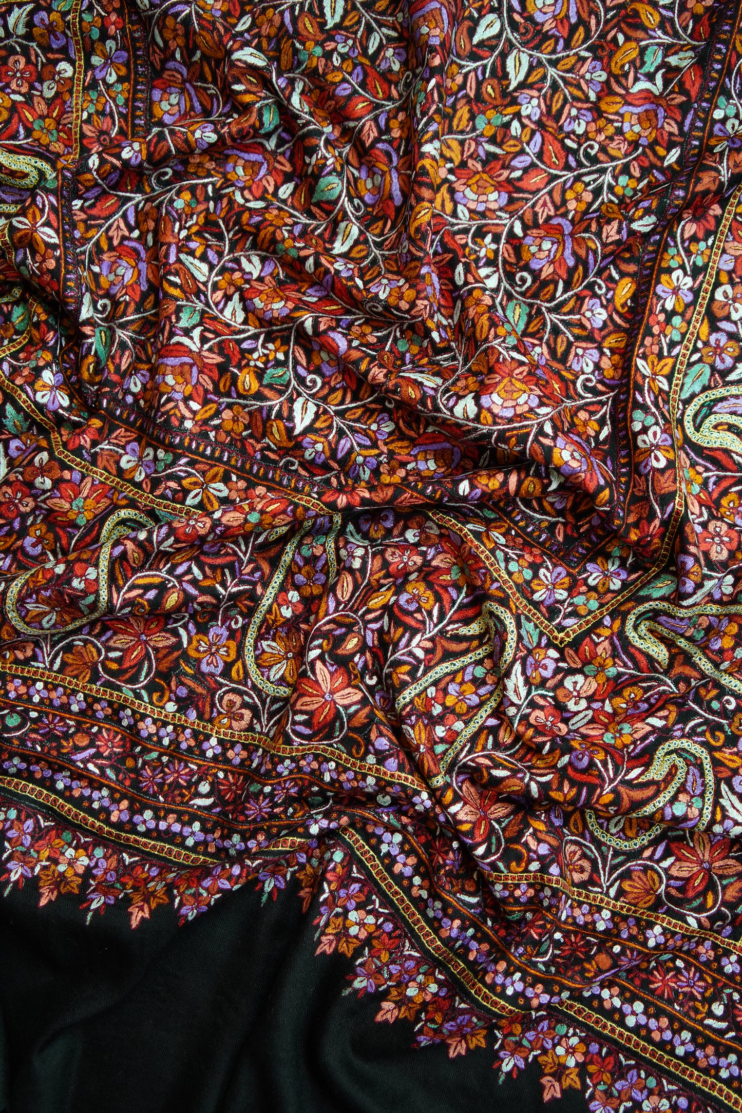black GI jamma embroidery pashmina shawl 0199