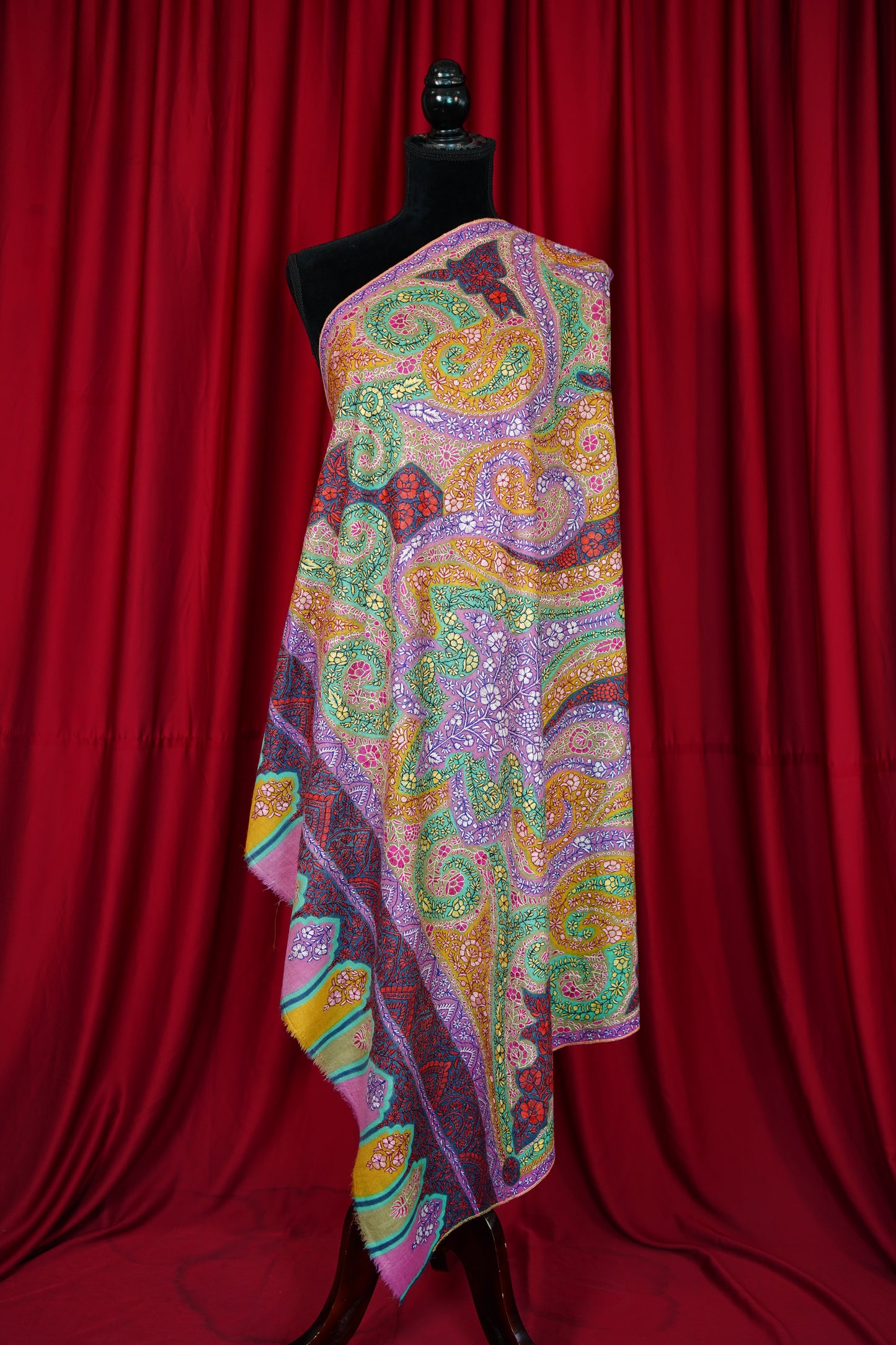 multi-coloured GI jamma embroidery pashmina shawl 0208