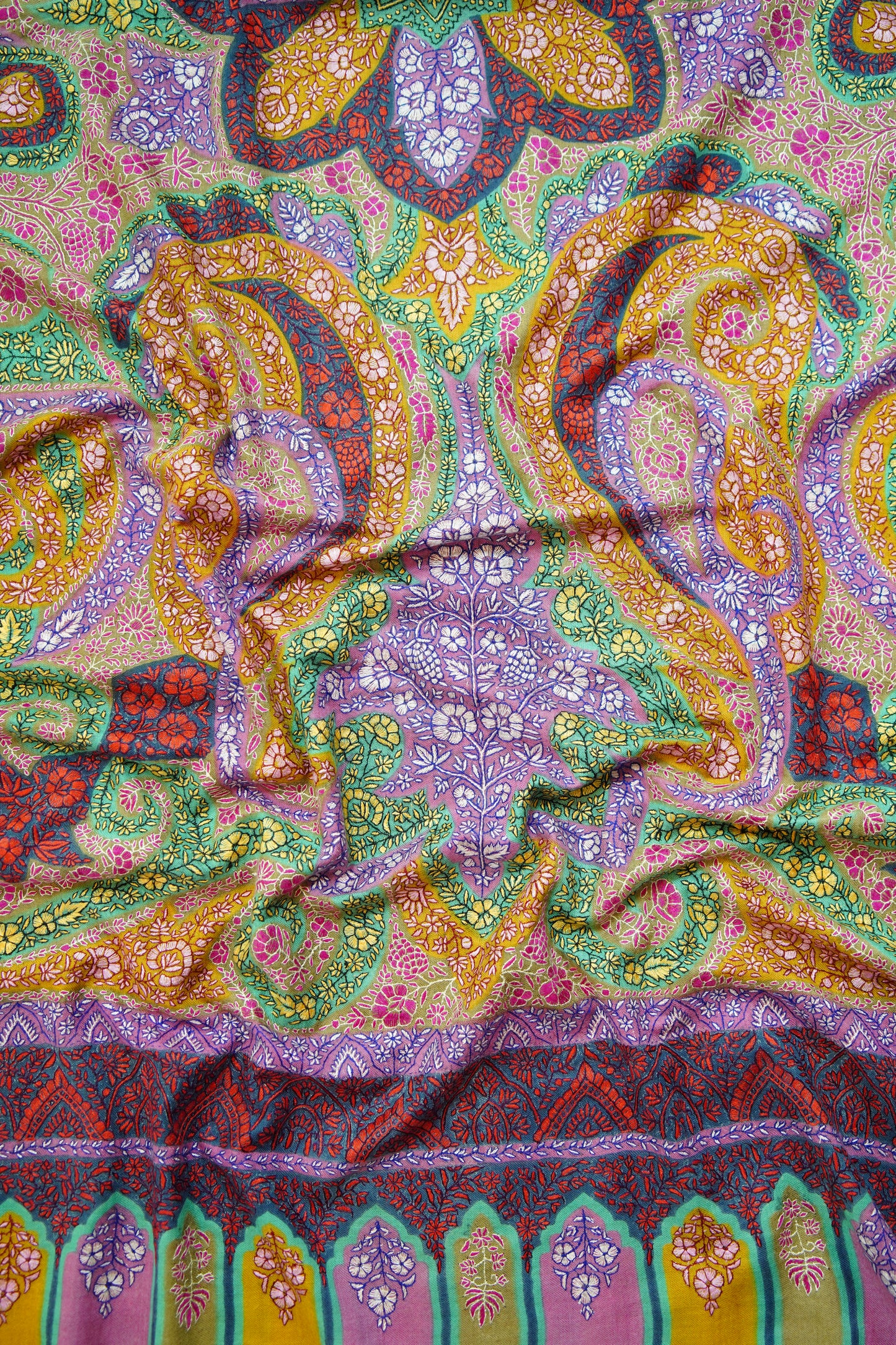 multi-coloured GI jamma embroidery pashmina shawl 0208