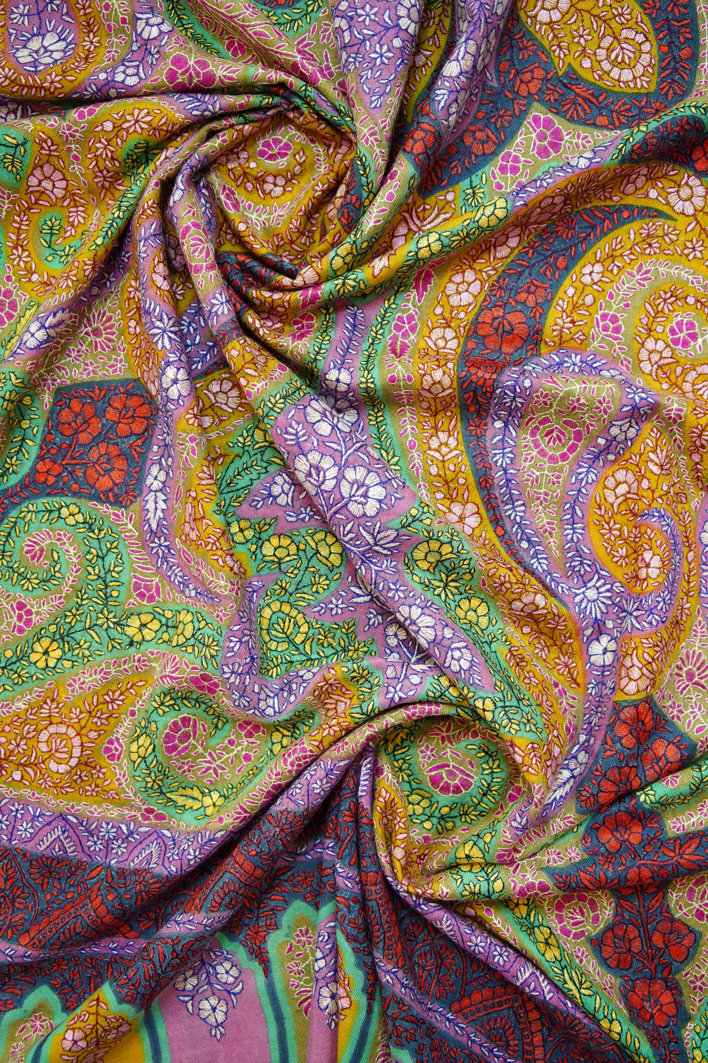 multi-coloured GI jamma embroidery pashmina shawl 0208