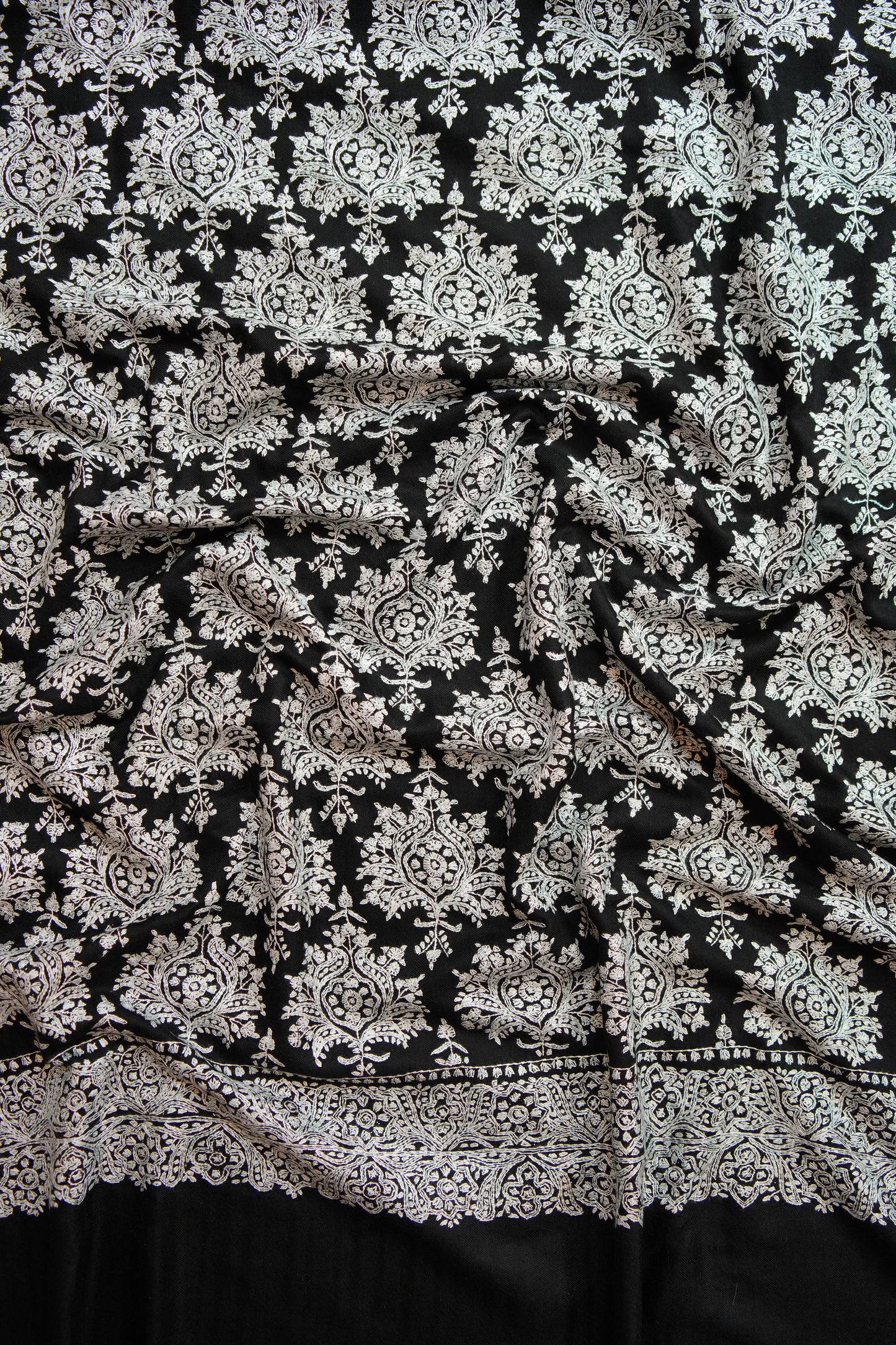 jet black GI jamma embroidery pashmina shawl 0211