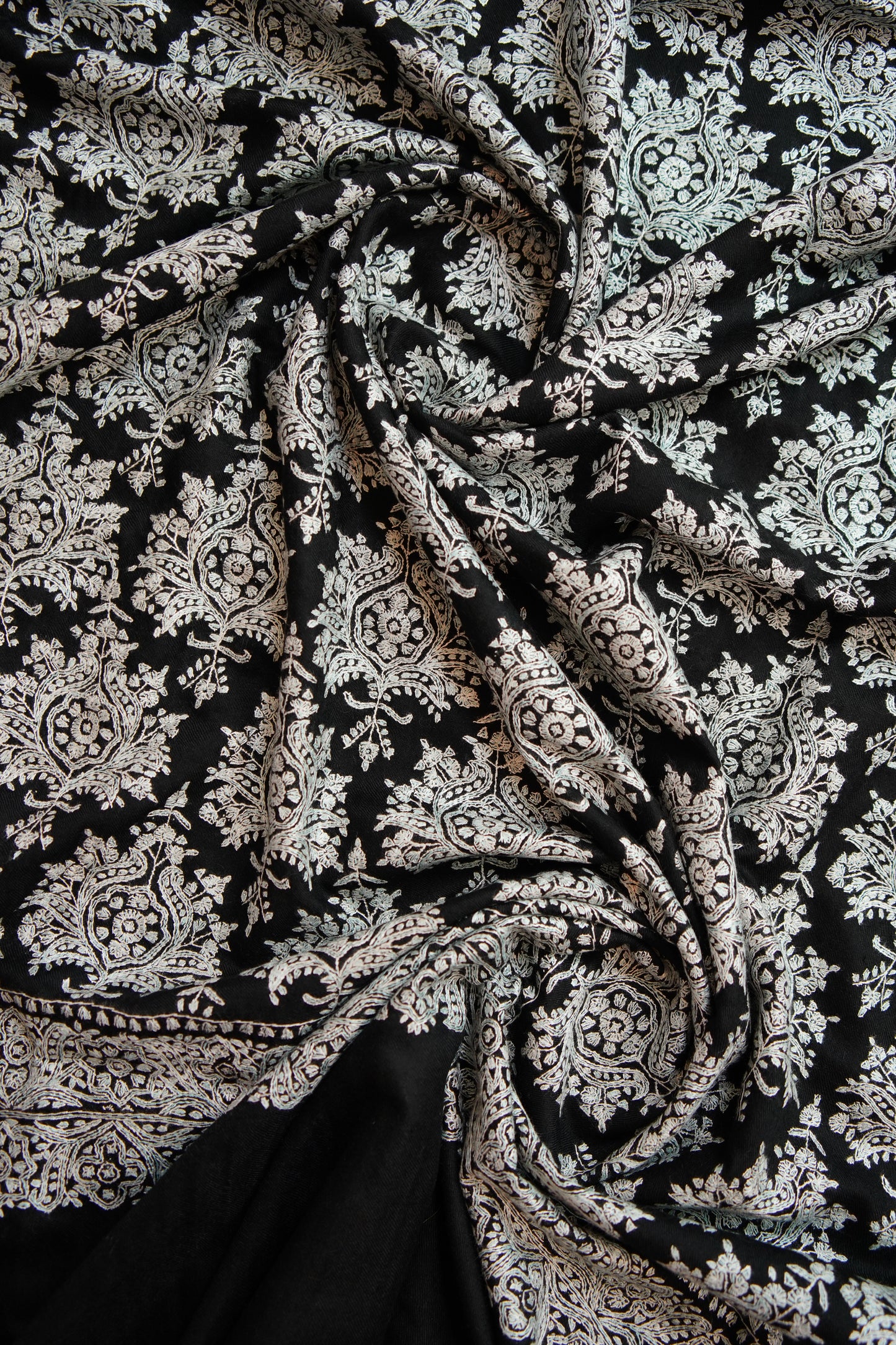 jet black GI jamma embroidery pashmina shawl 0211