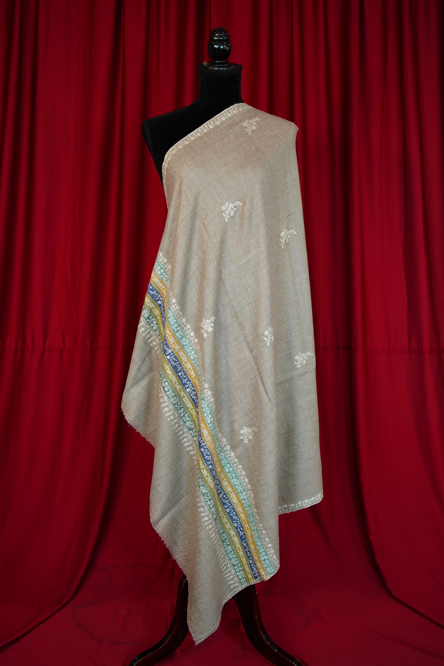 natural GI butis embroidery pashmina shawl 0212