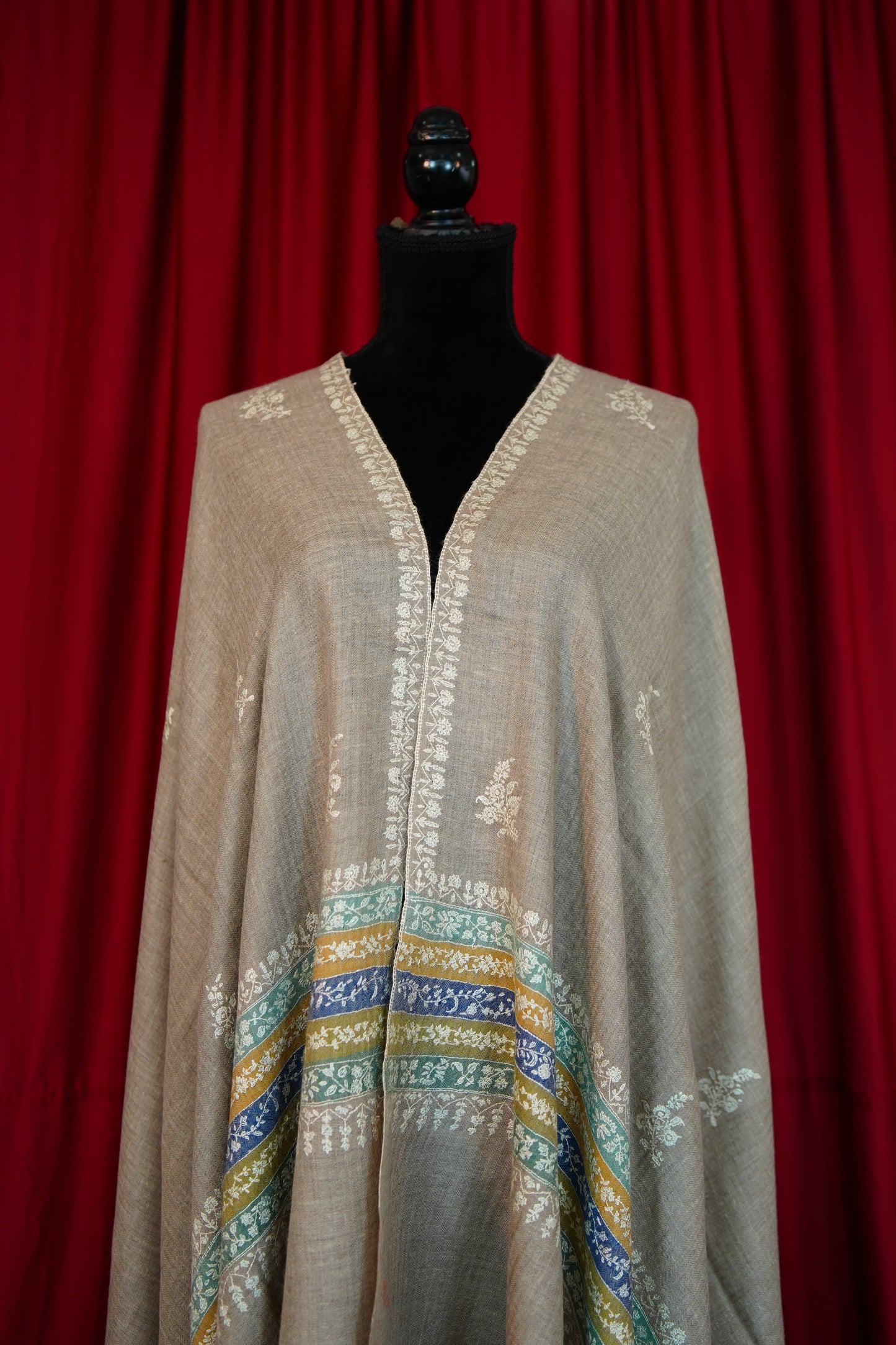 natural GI butis embroidery pashmina shawl 0212
