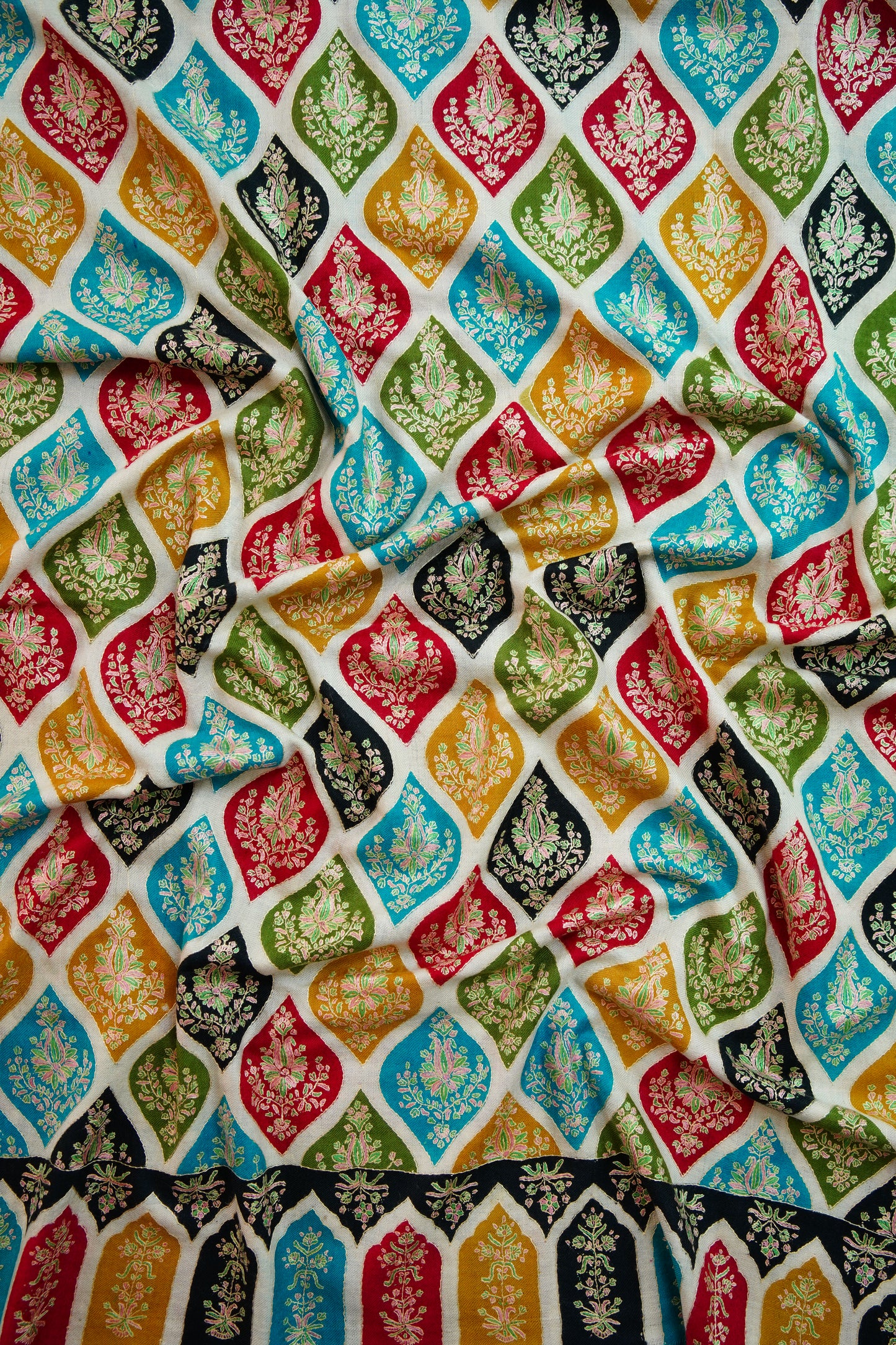 multi-coloured GI embroidery pashmina shawl 0214