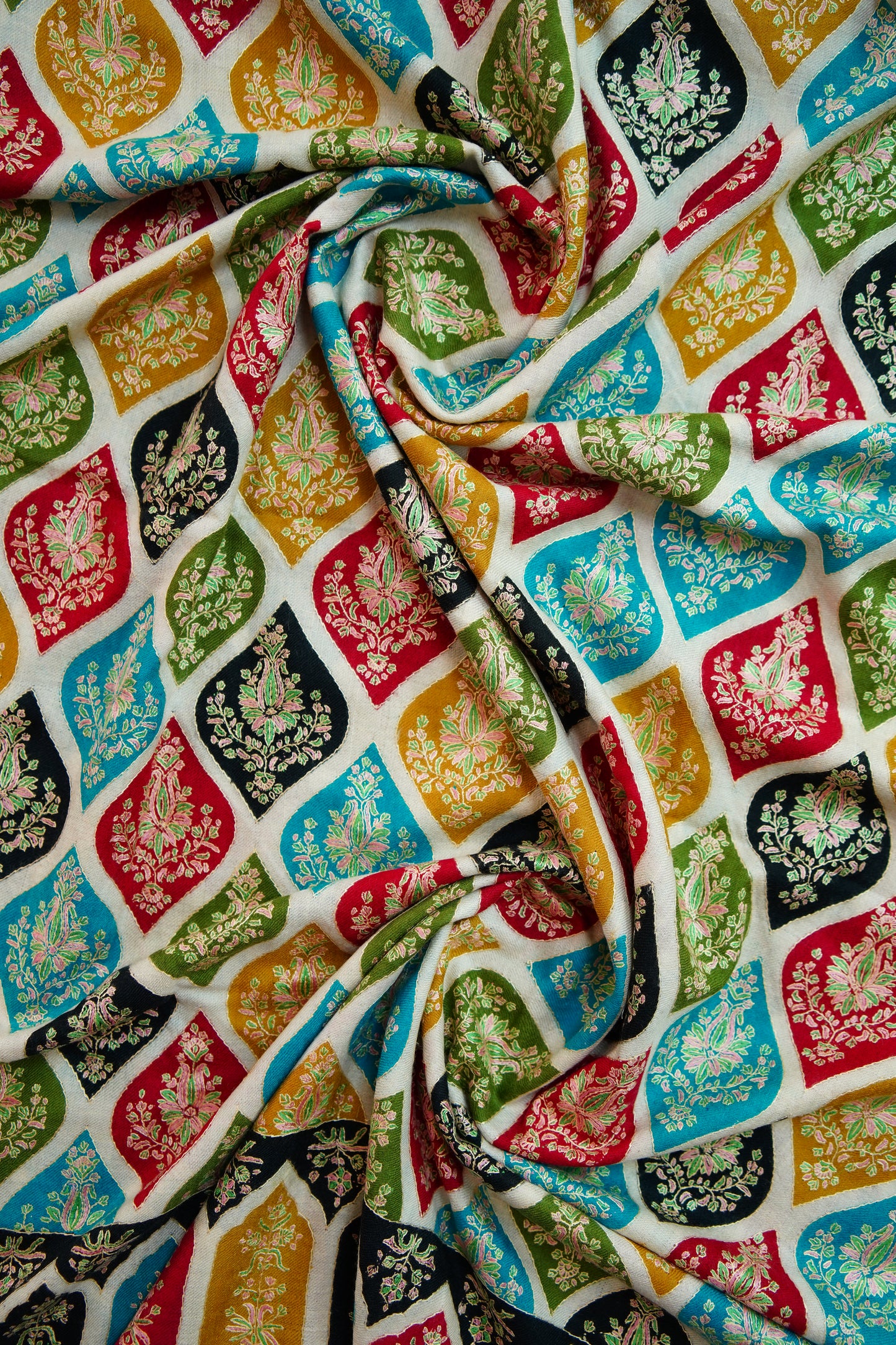 multi-coloured GI embroidery pashmina shawl 0214