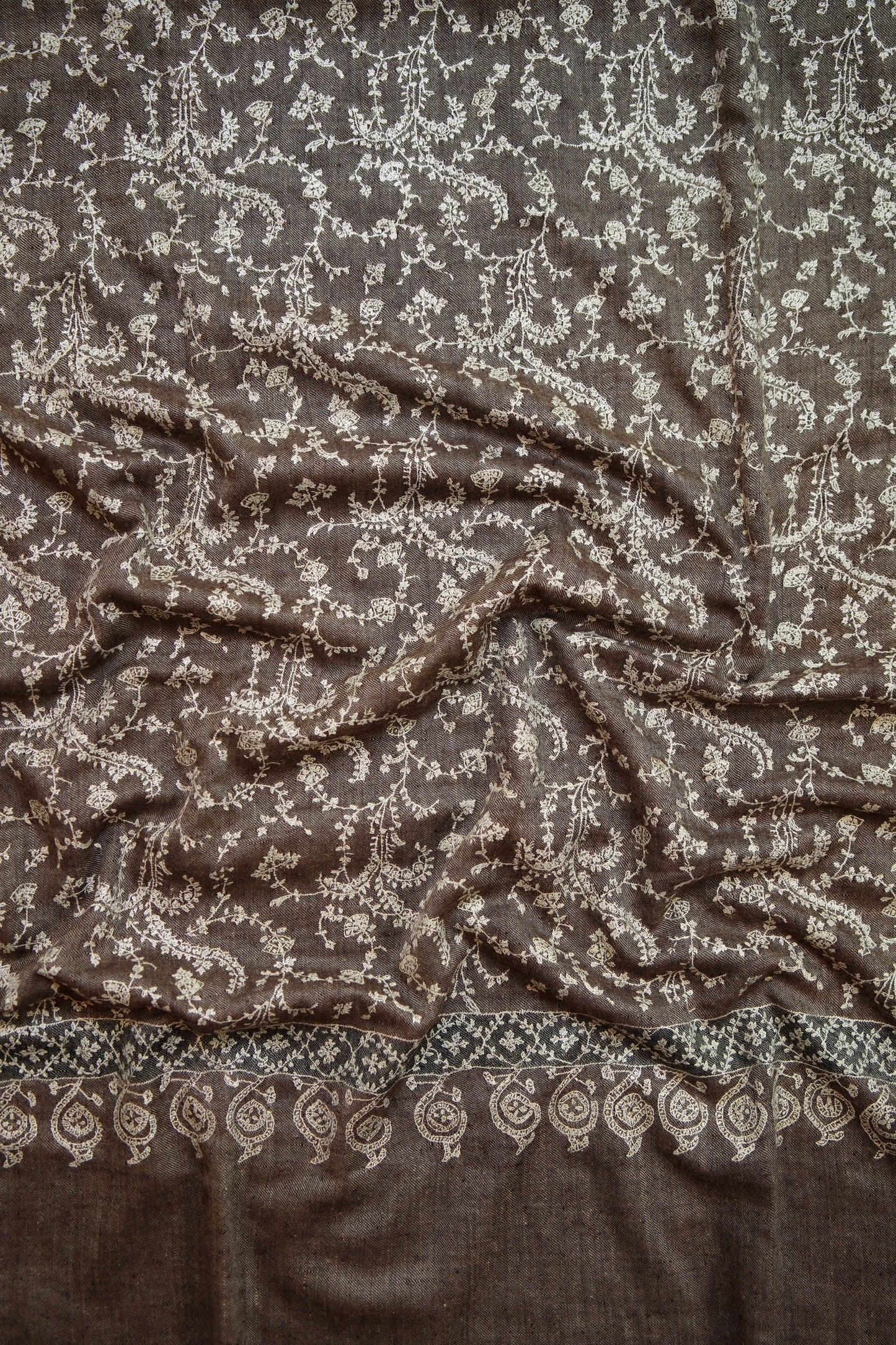 light brown GI jaali embroidery pashmina shawl 0217