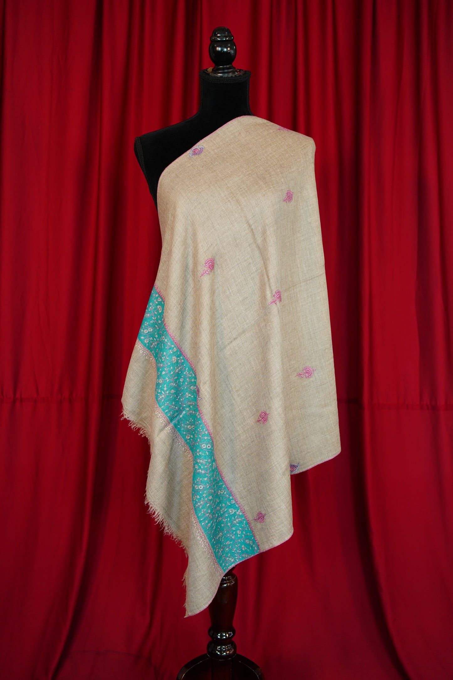 natural GI butis embroidery pashmina stole 0218