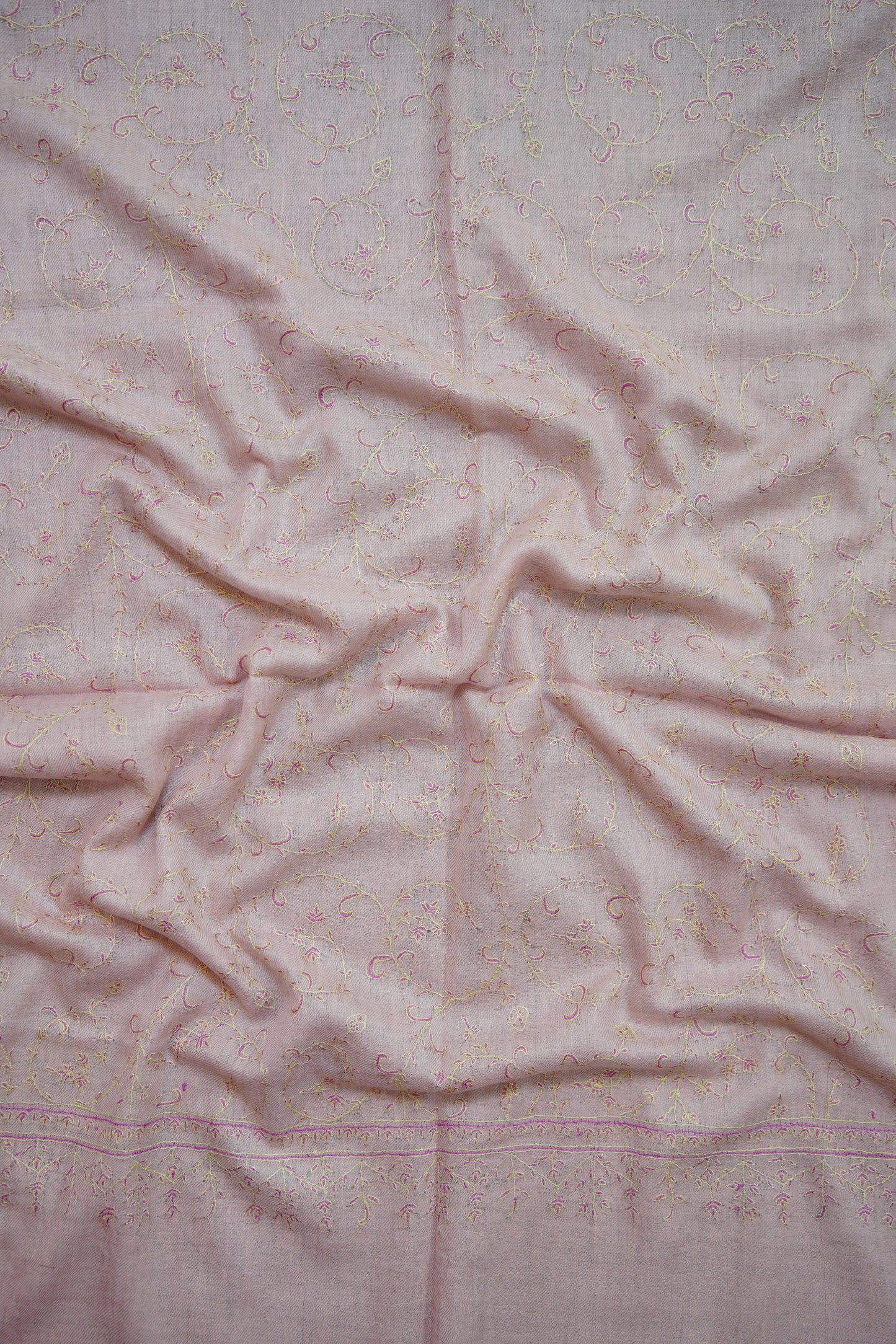 baby pink GI jaali embroidery pashmina stole 0221