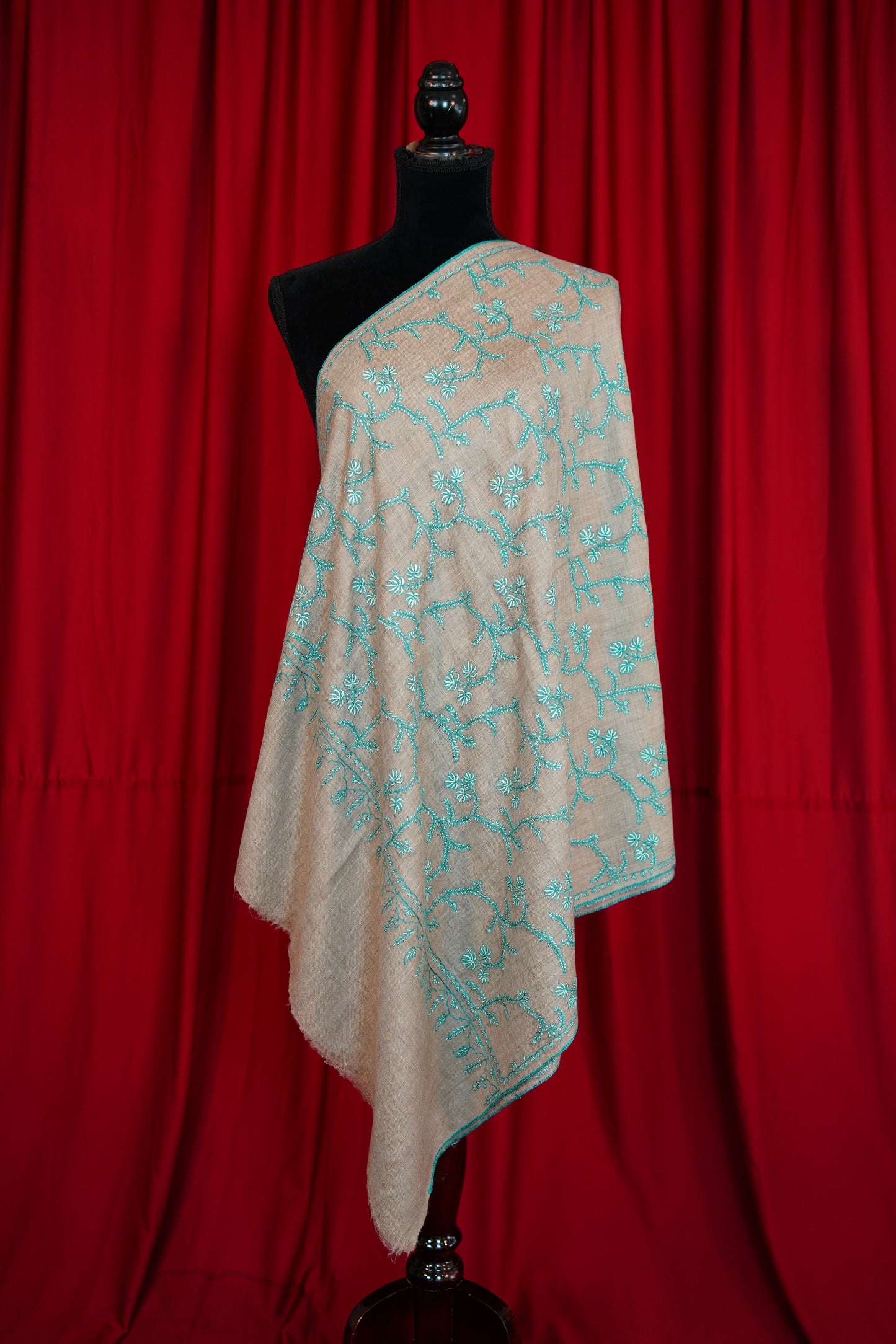 natural GI jaali embroidery pashmina stole 0223
