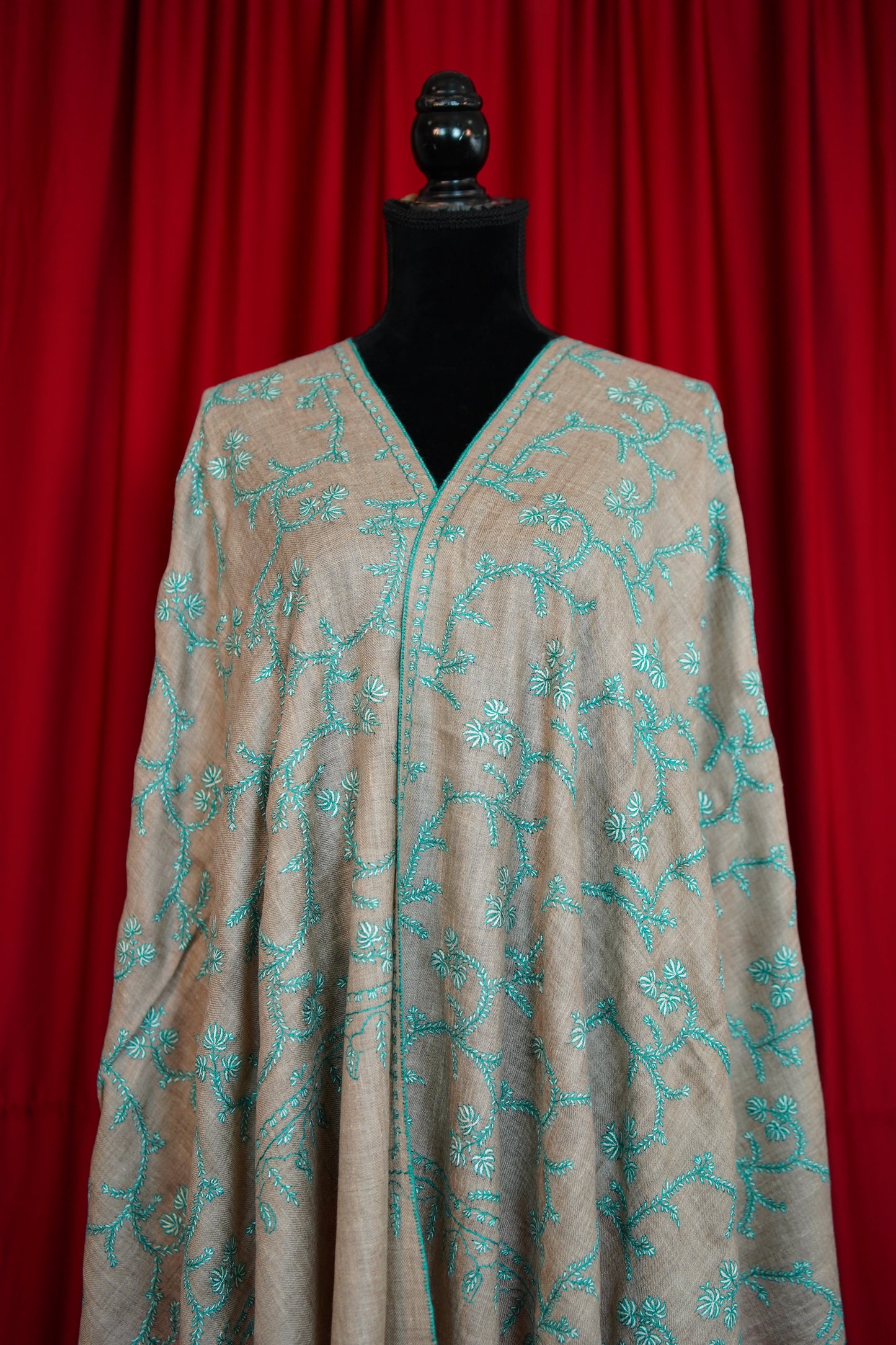 natural GI jaali embroidery pashmina stole 0223