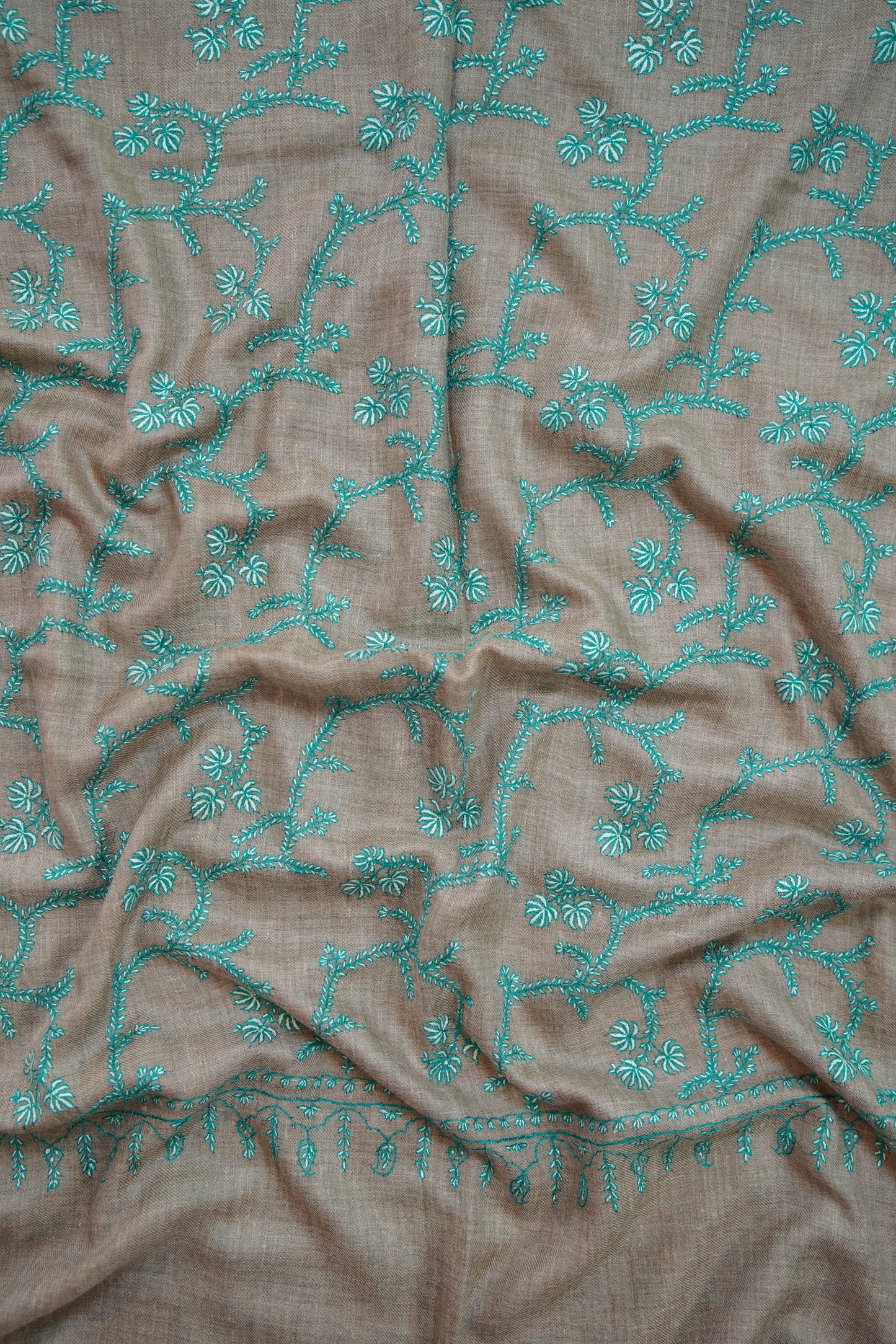 natural GI jaali embroidery pashmina stole 0223