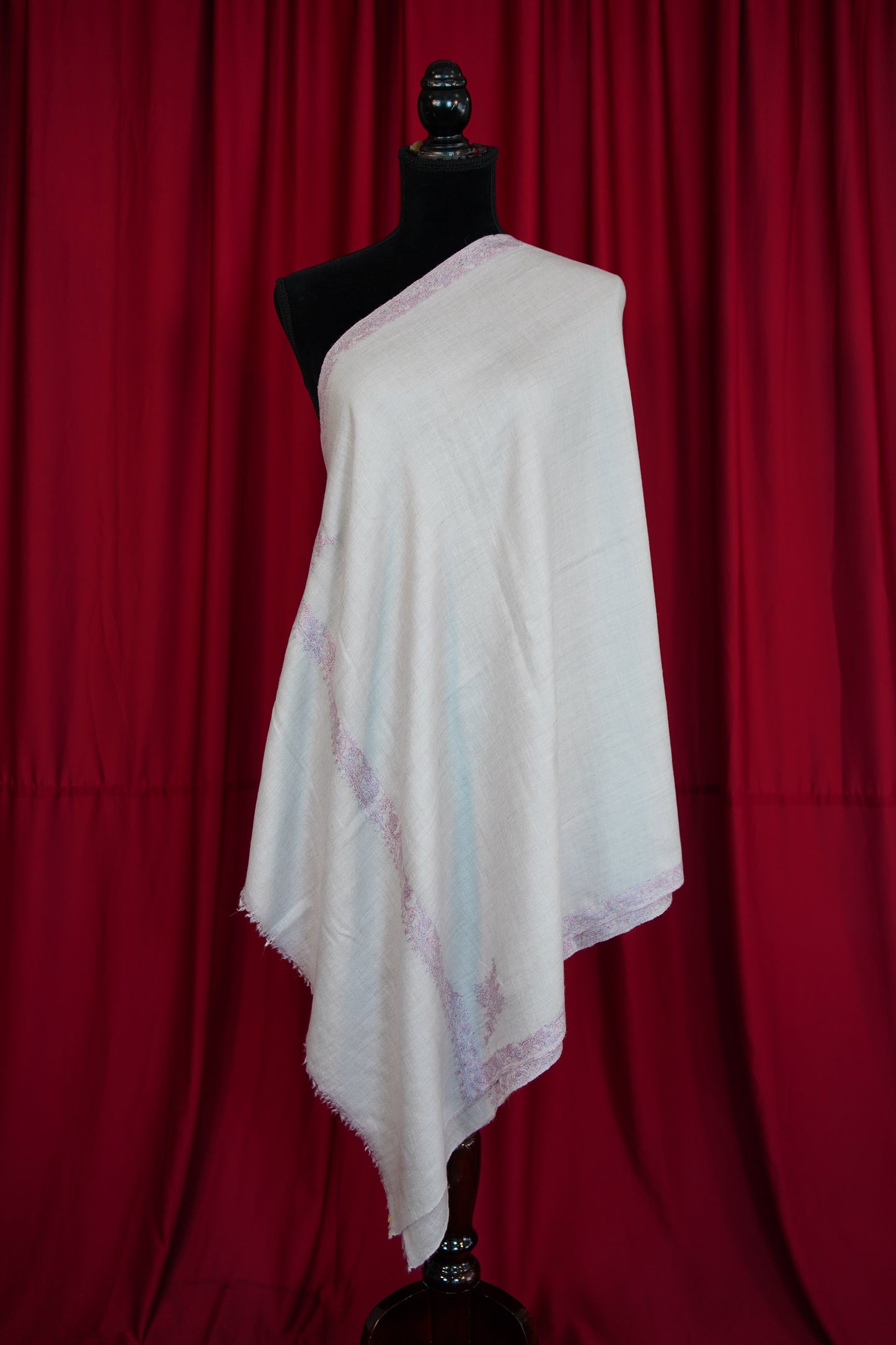 smoke grey GI embroidery pashmina stole 0224