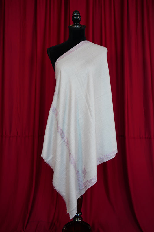 smoke grey GI embroidery pashmina stole 0224
